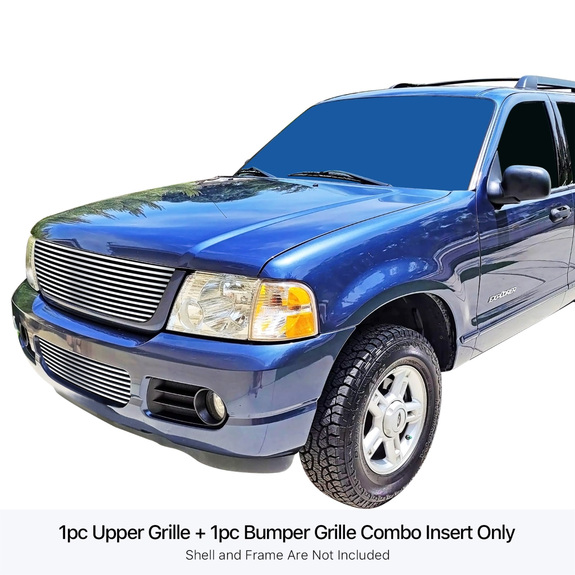 Stainless Steel Main Upper + Lower Bumper Stainless Steel Billet Grille 2002-2005 Ford  Not For Sport or Sport Trac