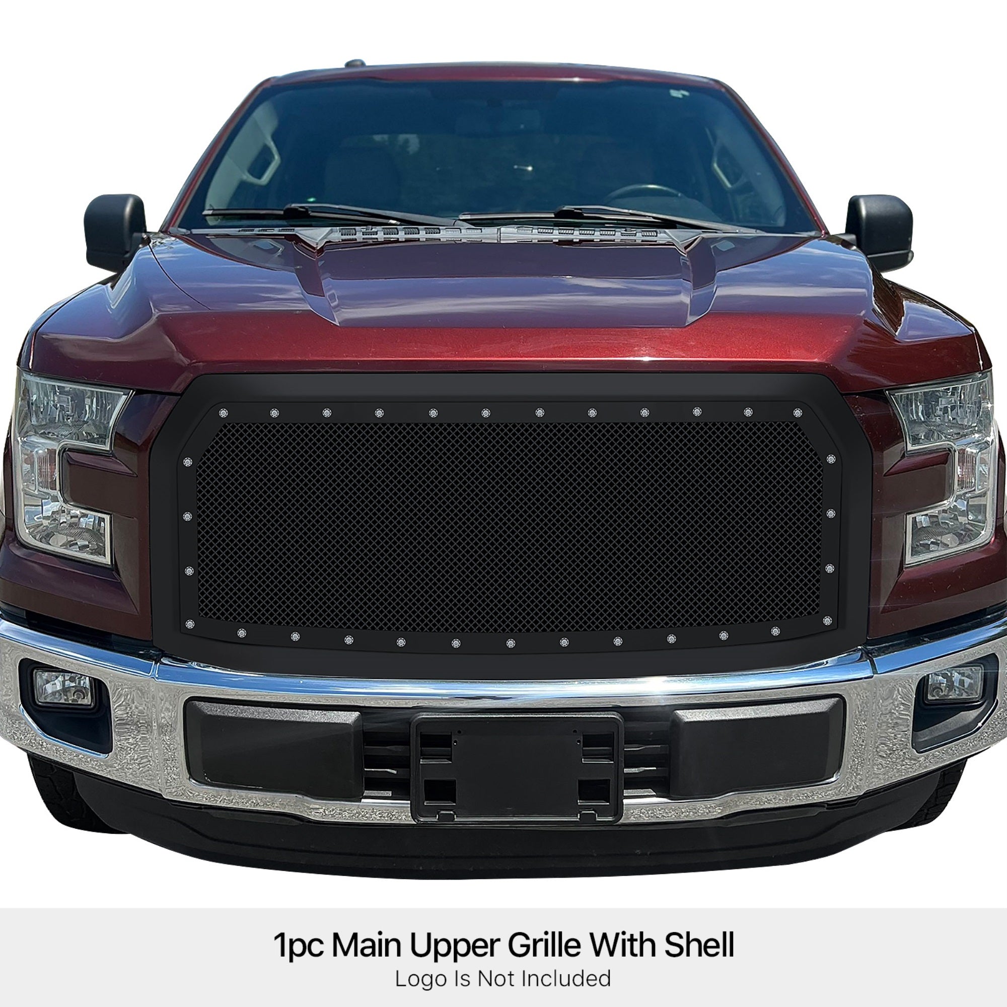 PE + Stainless Steel Main Upper Package Grille 2015-2017 Ford F-150 Without Front Camera