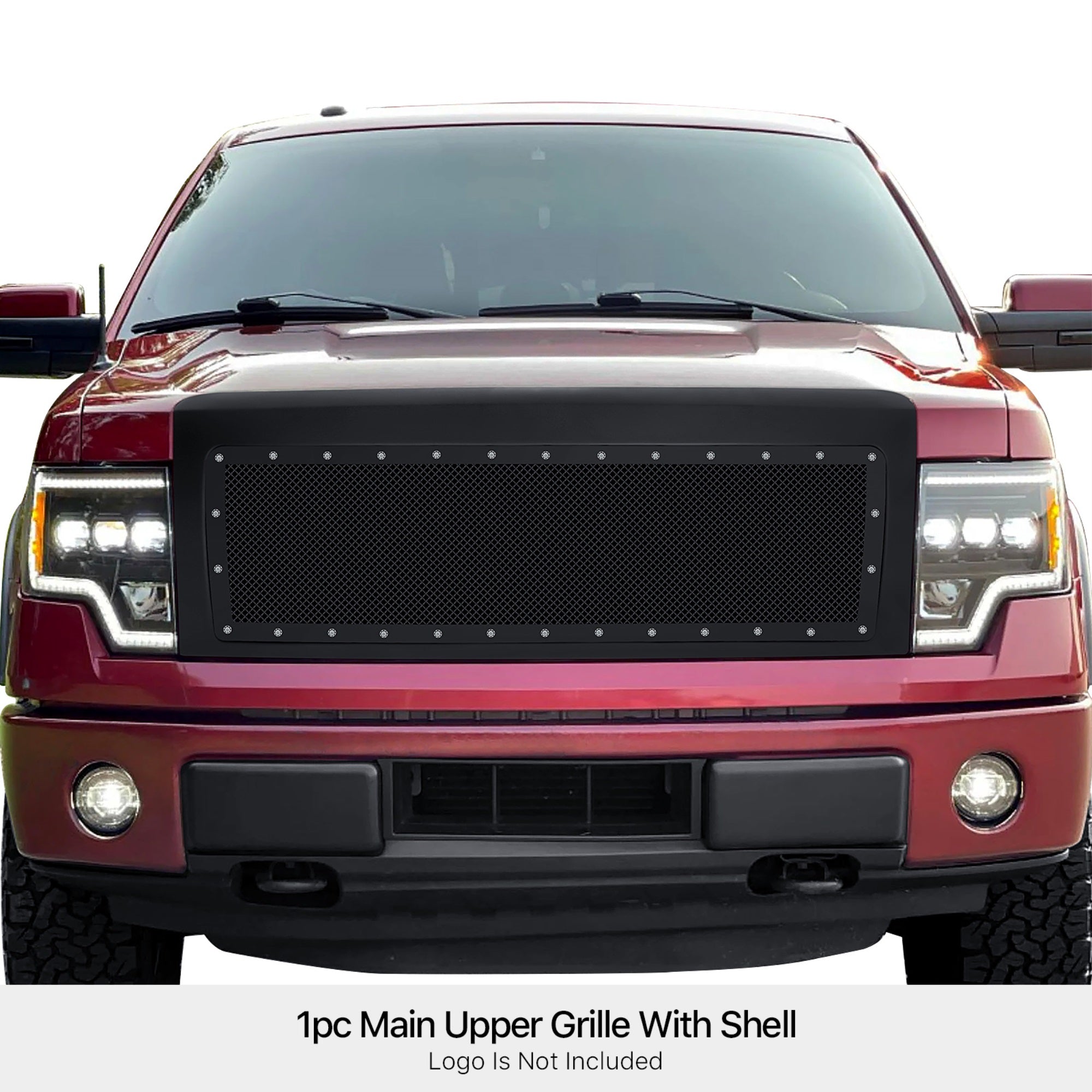 PE + Stainless Steel Main Upper Package Grille 2009-2014 Ford F-150 Not For Harley Davidson And Raptor