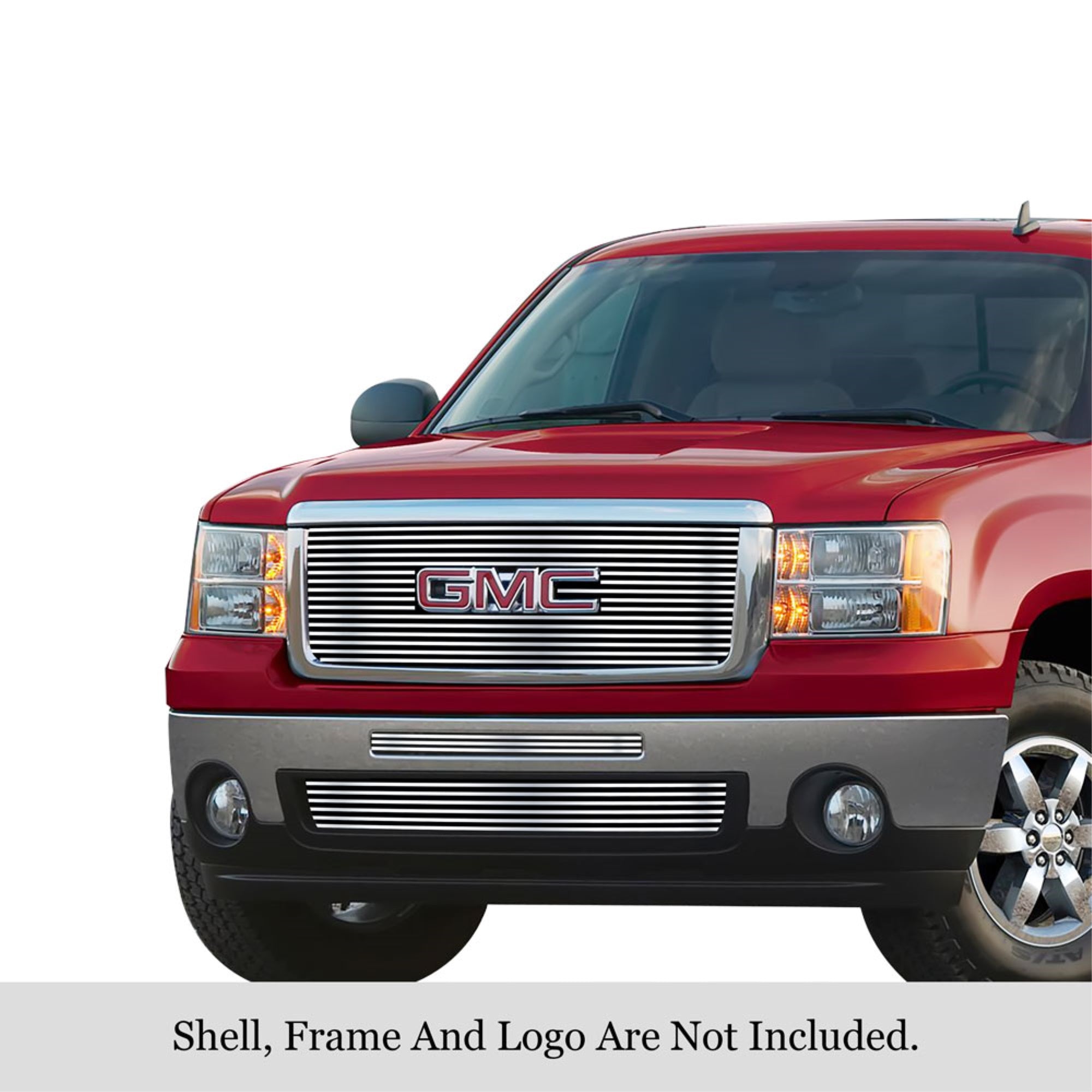 2007-2013 Gmc Sierra 1500 New Body 304 Stainless Steel Polished Finish 8X6 Horizontal Billet Stainless Steel Billet Grille