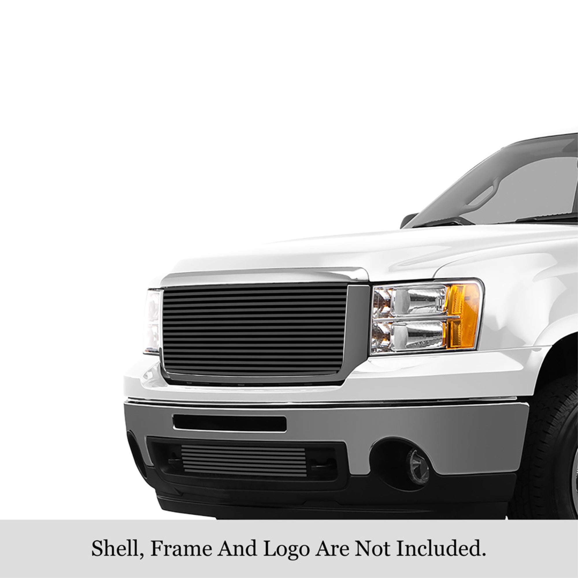 2007-2013 Gmc Sierra 1500 Stainless Steel Black Powder Coated Finish 8X6 Horizontal Billet Black Stainless Steel Billet Grille