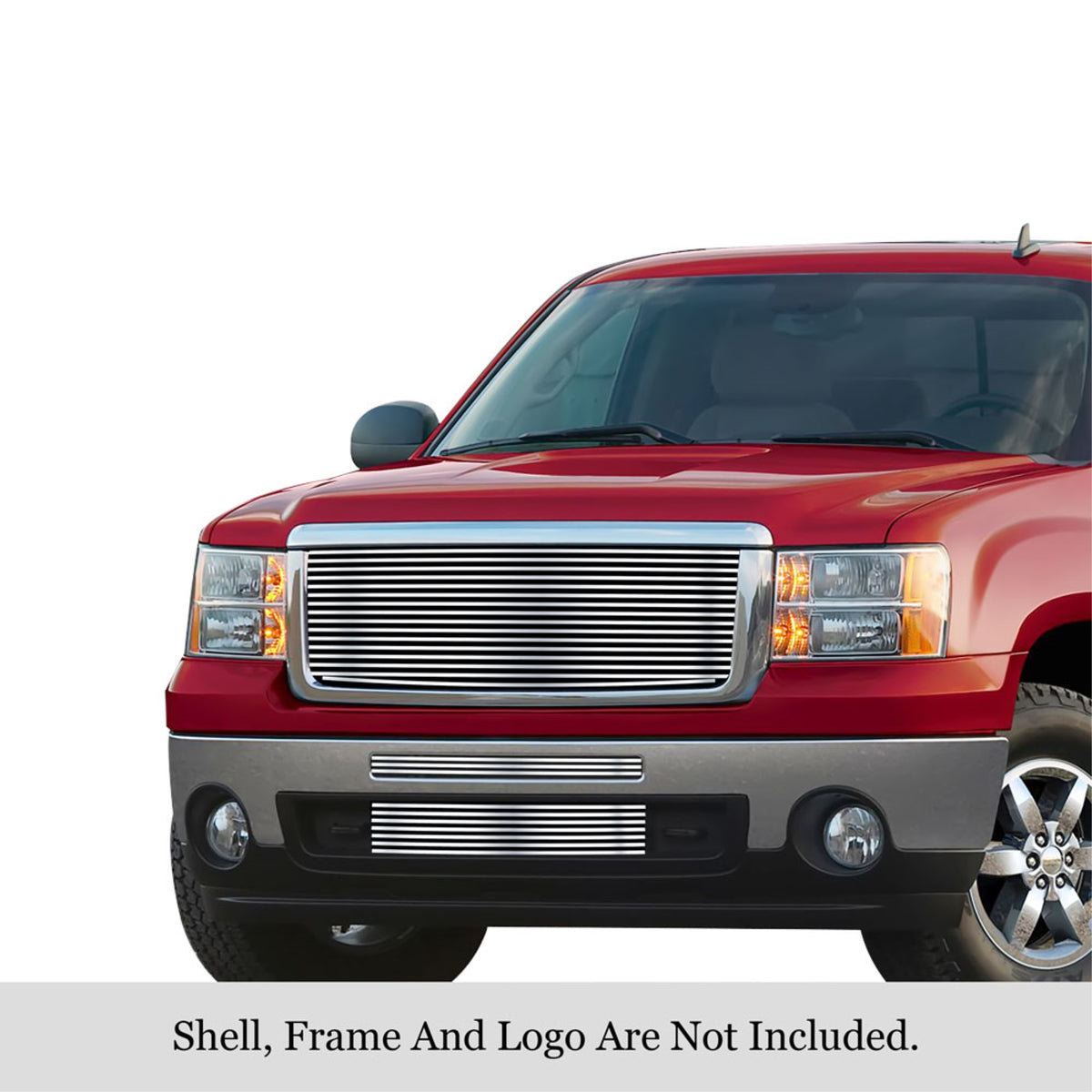 2007-2013 Gmc Sierra 1500 304 Stainless Steel Polished Finish 8X6 Horizontal Billet Stainless Steel Billet Grille