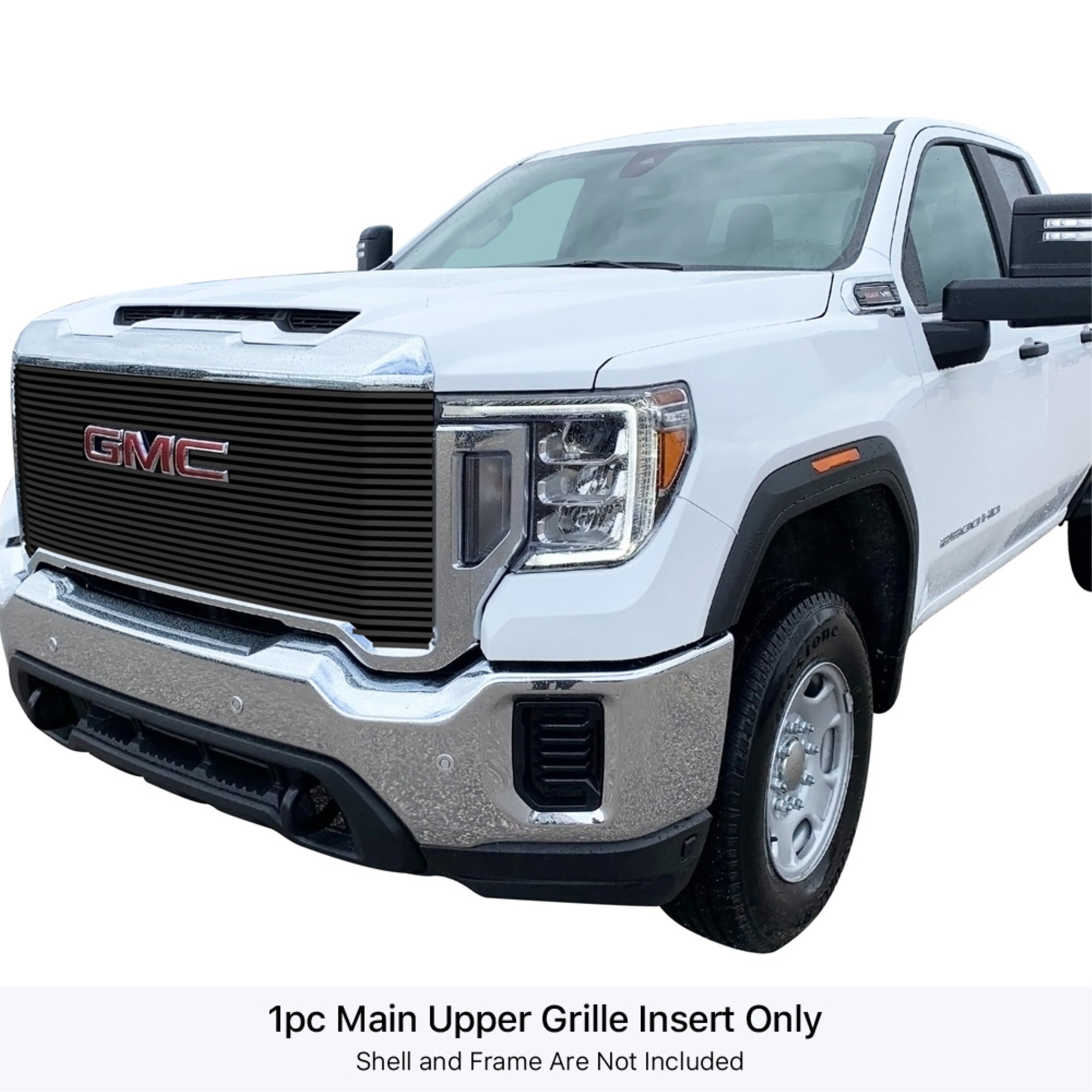 2020-2022 Gmc Sierra 2500 Sle/ 2020-2022 Sierra 2500 Base/ 2020-2022 Sierra 3500 Sle/ 2020-2022 Sierra 3500 Base Stainless Steel Black Powder Coated Finish 8X6 Horizontal Billet Black Stainless Steel Billet Grille