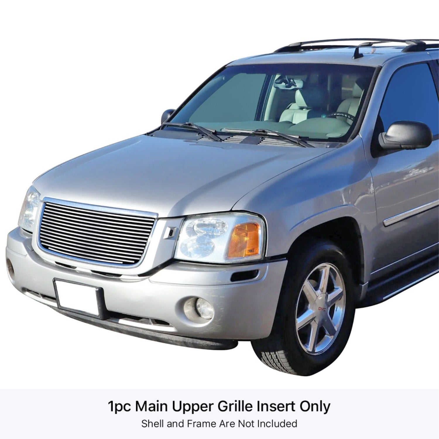 2001-2009 Gmc Envoy Stainless Steel Silver Hairline Finish Finish 8X6 Horizontal Billet Stainless Steel Billet Grille