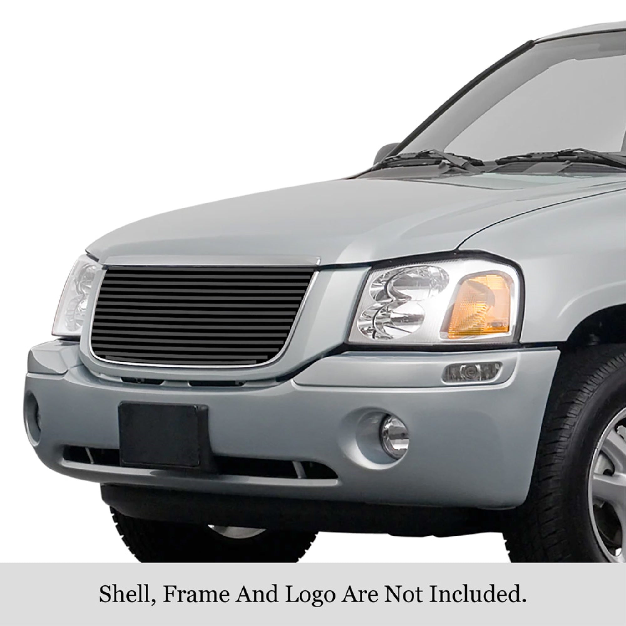2001-2009 Gmc Envoy Stainless Steel Black Powder Coated Finish 8X6 Horizontal Billet Black Stainless Steel Billet Grille