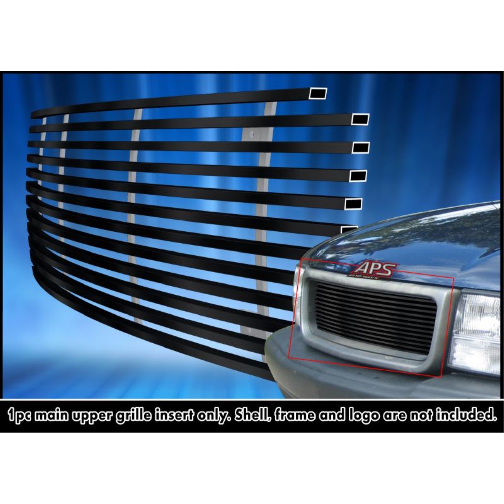 1998-2003 Gmc Jimmy /1998-2003 Gmc Sonoma Stainless Steel Black Powder Coated Finish 8X6 Horizontal Billet Black Stainless Steel Billet Grille