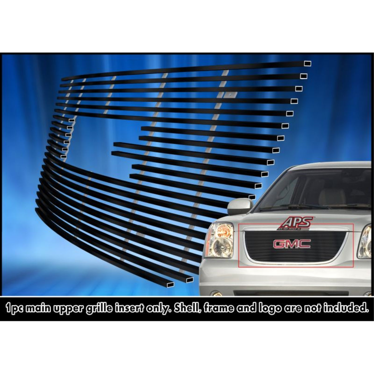 2007-2014 Gmc Yukon Not For Hybrid/2007-2014 Gmc Yukon Xl Not For Hybrid Stainless Steel Black Powder Coated Finish Horizontal Billet Black Stainless Steel Billet Grille