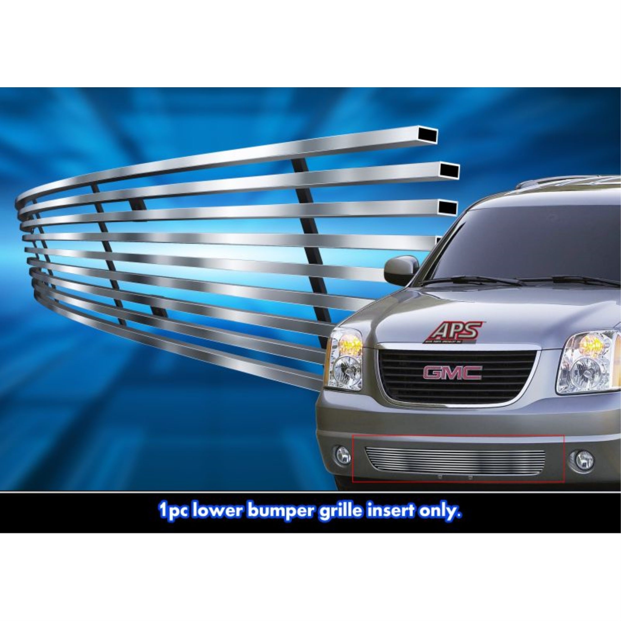 Stainless Steel Lower Bumper Stainless Steel Billet Grille 2007-2014 GMC Yukon Tow Hook Covered Not For Hybrid Model/2007-2014 GMC Yukon XL Tow Hook Covered Not For Hybrid Model