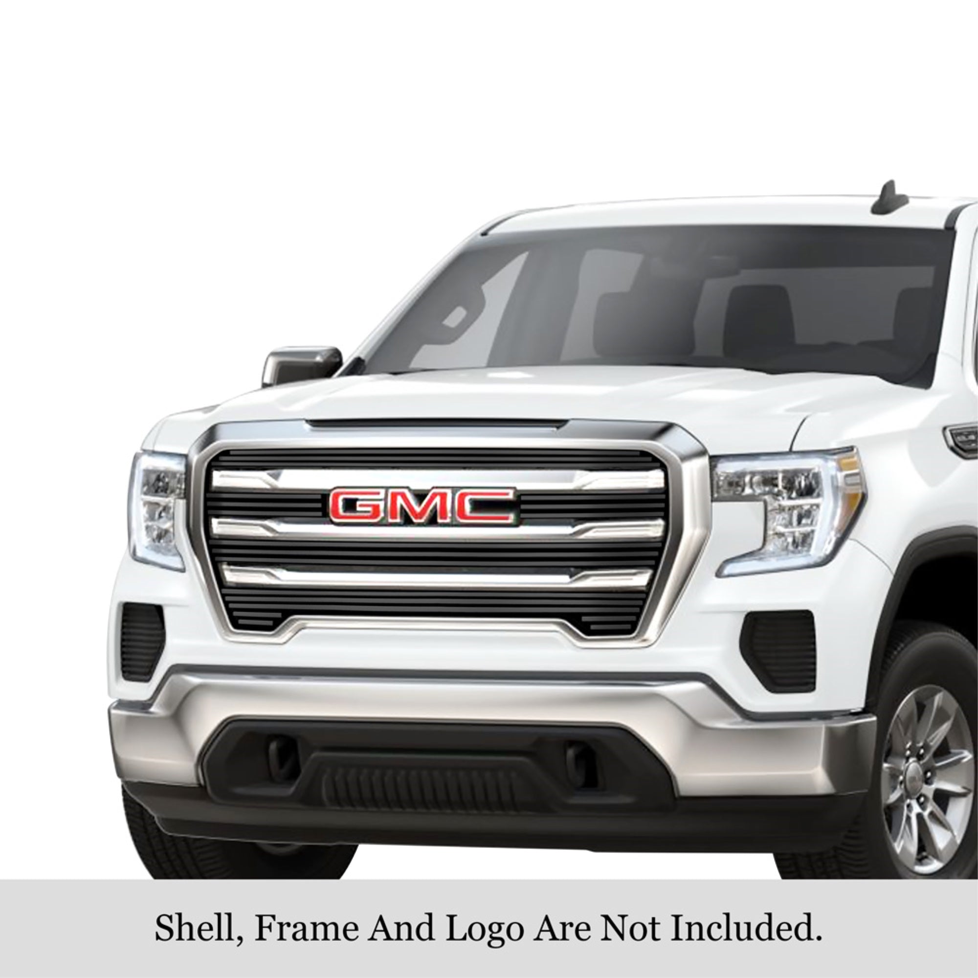 2019-2022 Gmc Sierra 1500 Sle/ 2019-2022 Gmc Sierra 1500 Elevation Stainless Steel Black Powder Coated Finish 8X6 Horizontal Billet Black Stainless Steel Billet Grille