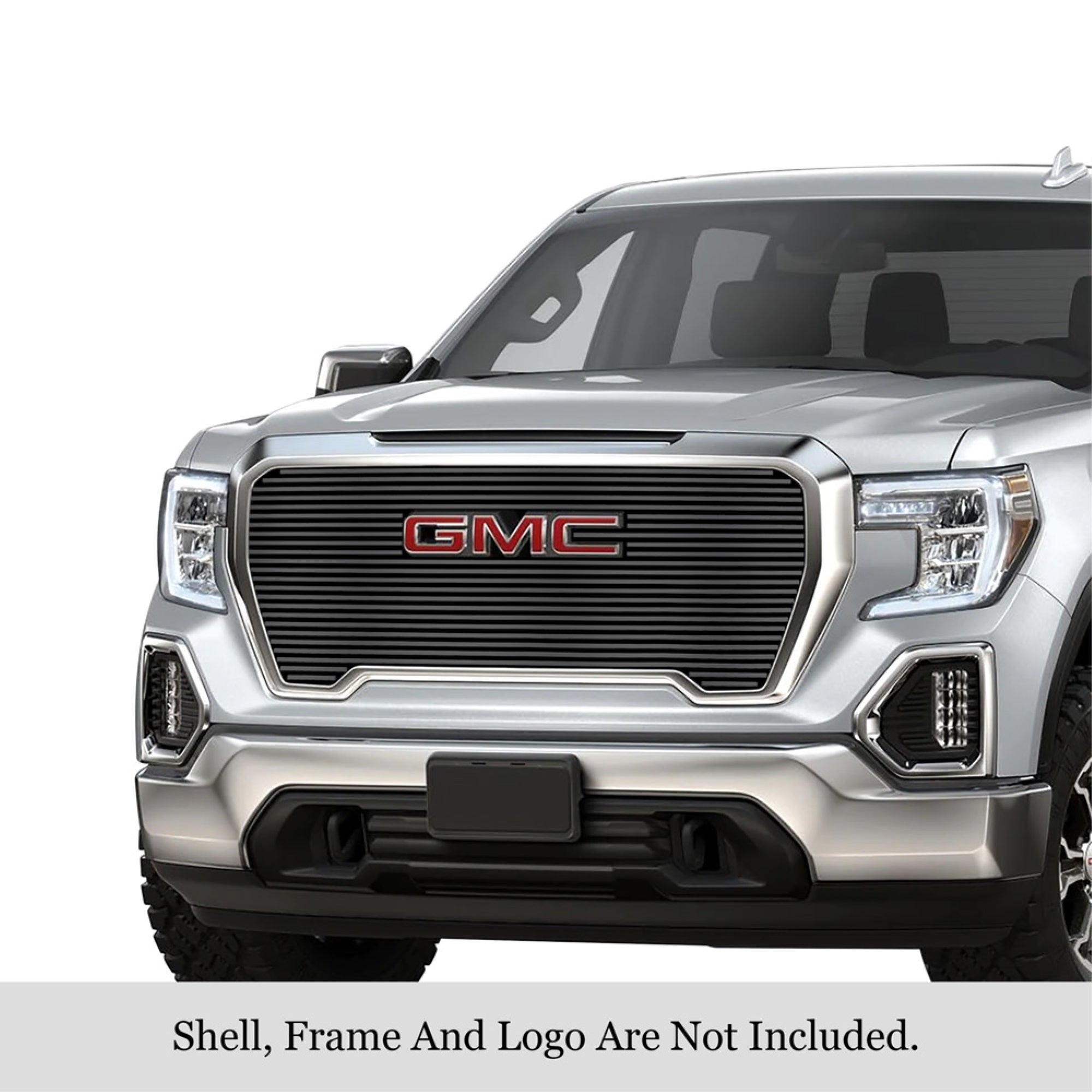 2019-2022 Gmc Sierra 1500 Slt/ 2019-2022 Gmc Sierra 1500 At4 Stainless Steel Black Powder Coated Finish 8X6 Horizontal Billet Black Stainless Steel Billet Grille