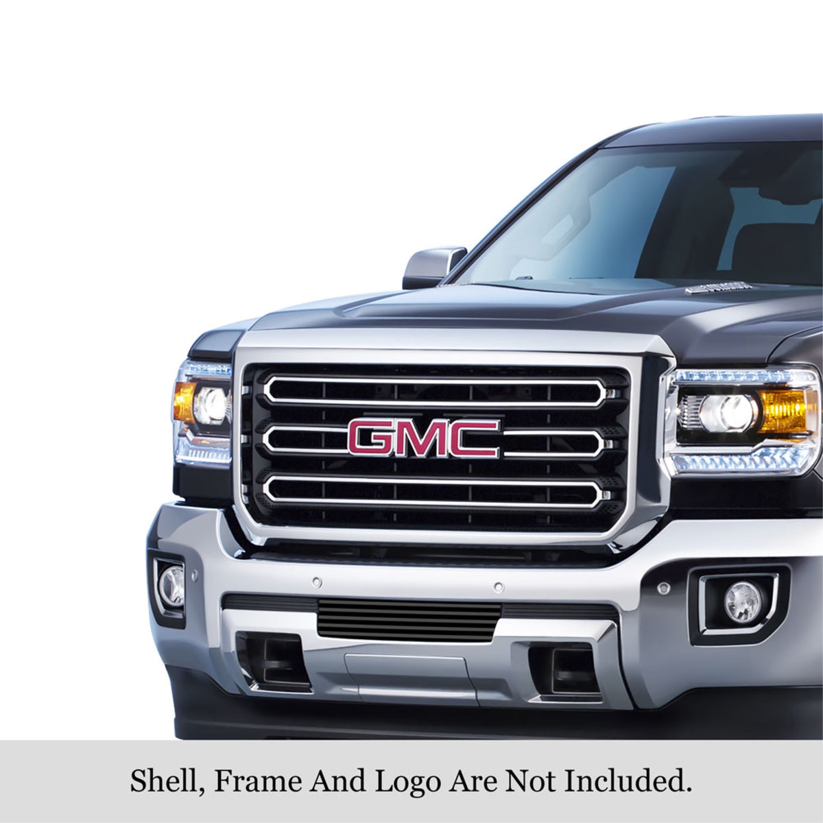 2015-2019 Gmc Sierra 2500 /2015-2019 Gmc Sierra 3500 Stainless Steel Black Powder Coated Finish 8X6 Horizontal Billet Black Stainless Steel Billet Grille