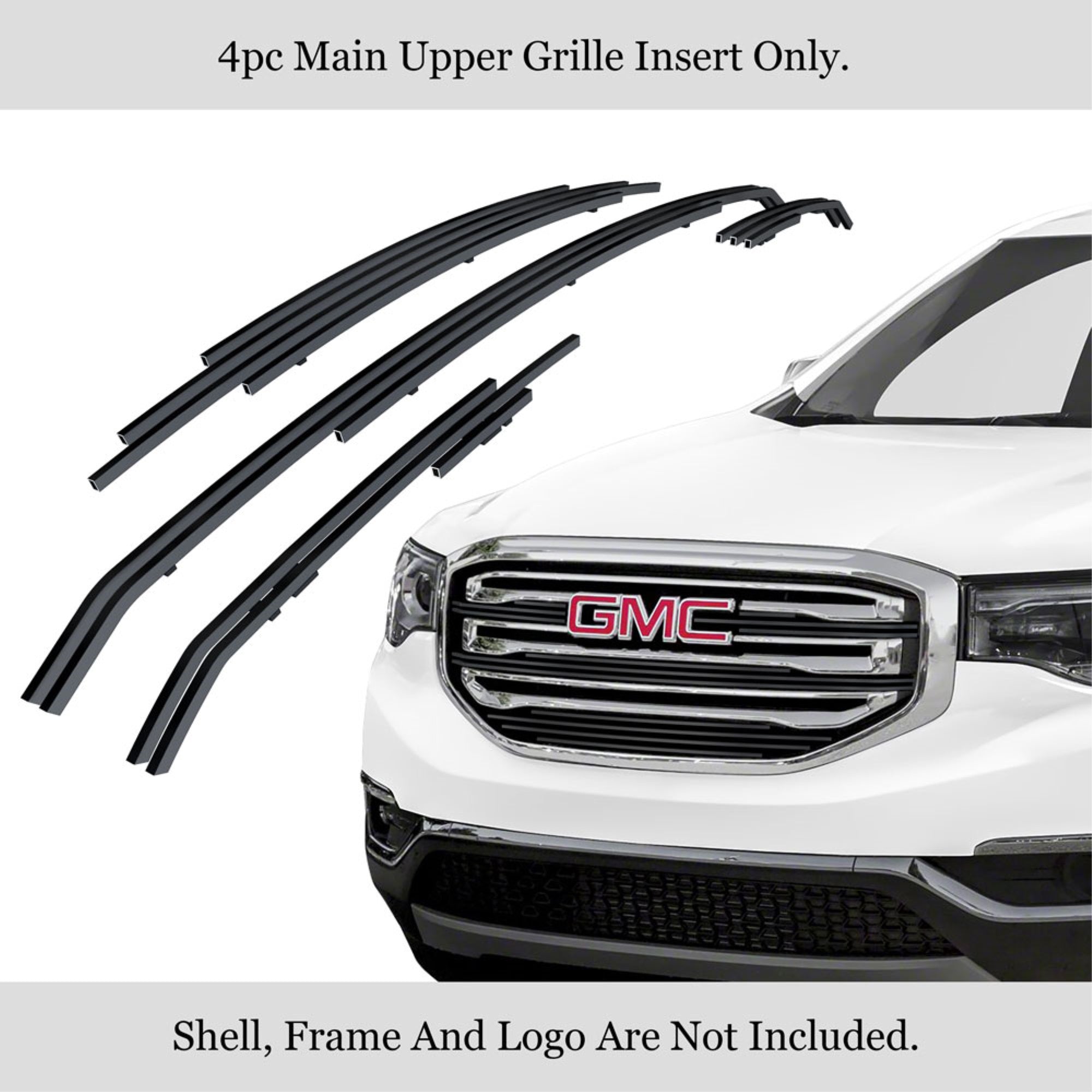 2017-2019 Gmc Acadia Stainless Steel Black Powder Coated Finish Horizontal Billet Black Stainless Steel Billet Grille