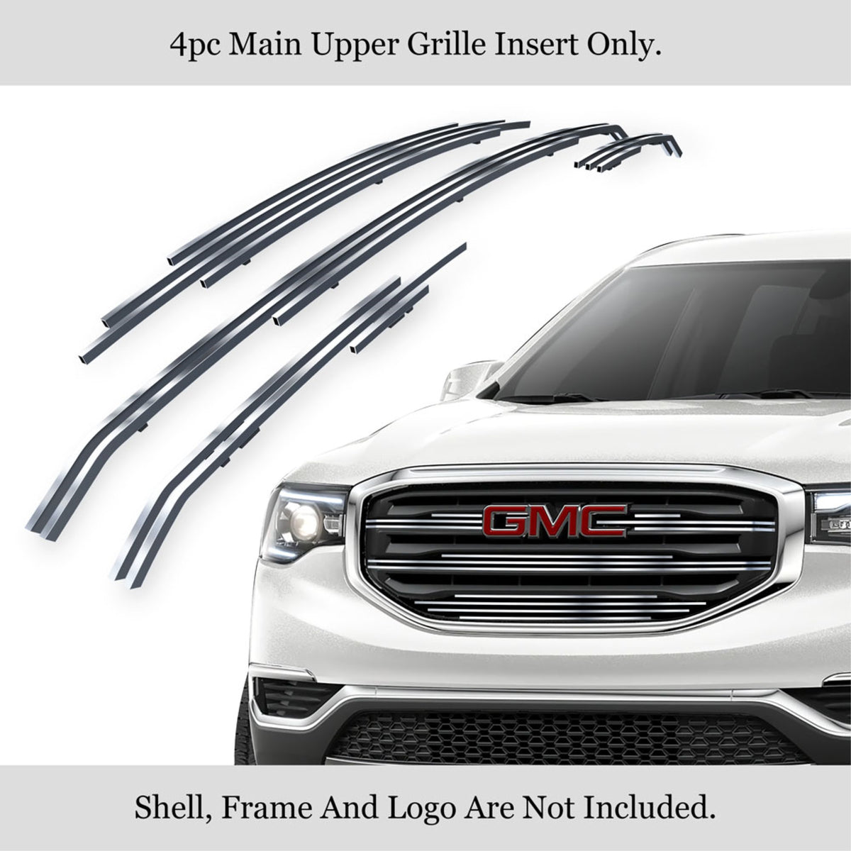 2017-2019 Gmc Acadia 304 Stainless Steel Polished Finish Horizontal Billet Stainless Steel Billet Grille