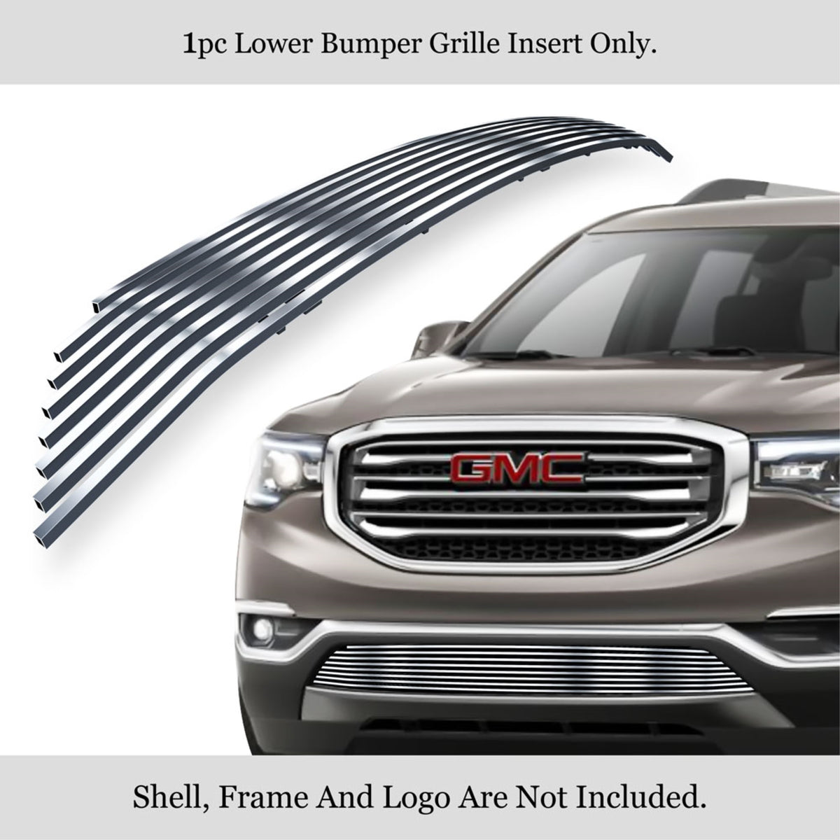 2017-2019 Gmc Acadia 304 Stainless Steel Polished Finish 8X6 Horizontal Billet Stainless Steel Billet Grille