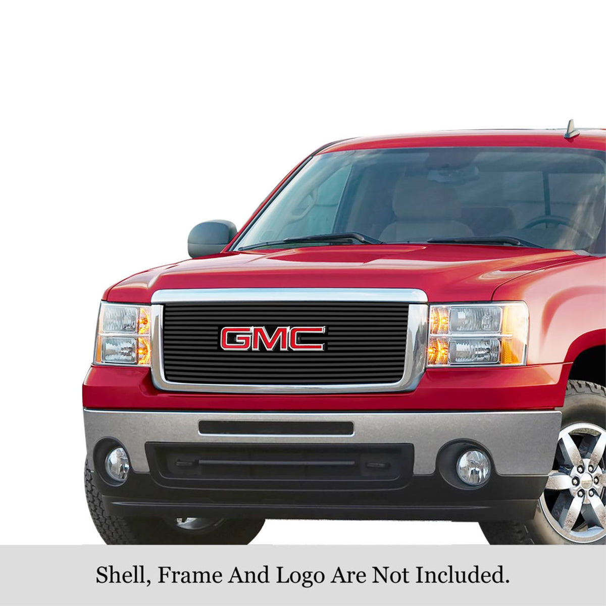 2007-2013 Gmc Sierra 1500 New Body Style With Logo Show/2007-2010 Gmc Sierra 1500 Denali New Body Style With Logo Show Stainless Steel Black Powder Coated Finish 8X6 Horizontal Billet Black Stainless Steel Billet Grille