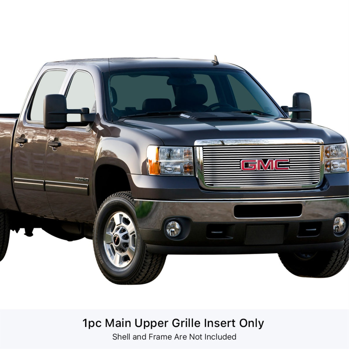 2011-2014 Gmc Sierra 2500 Hd Not For Denali With Logo Show/2011-2014 Gmc Sierra 3500 Hd Not For Denali With Logo Show 304 Stainless Steel Polished Finish 8X6 Horizontal Billet Stainless Steel Billet Grille