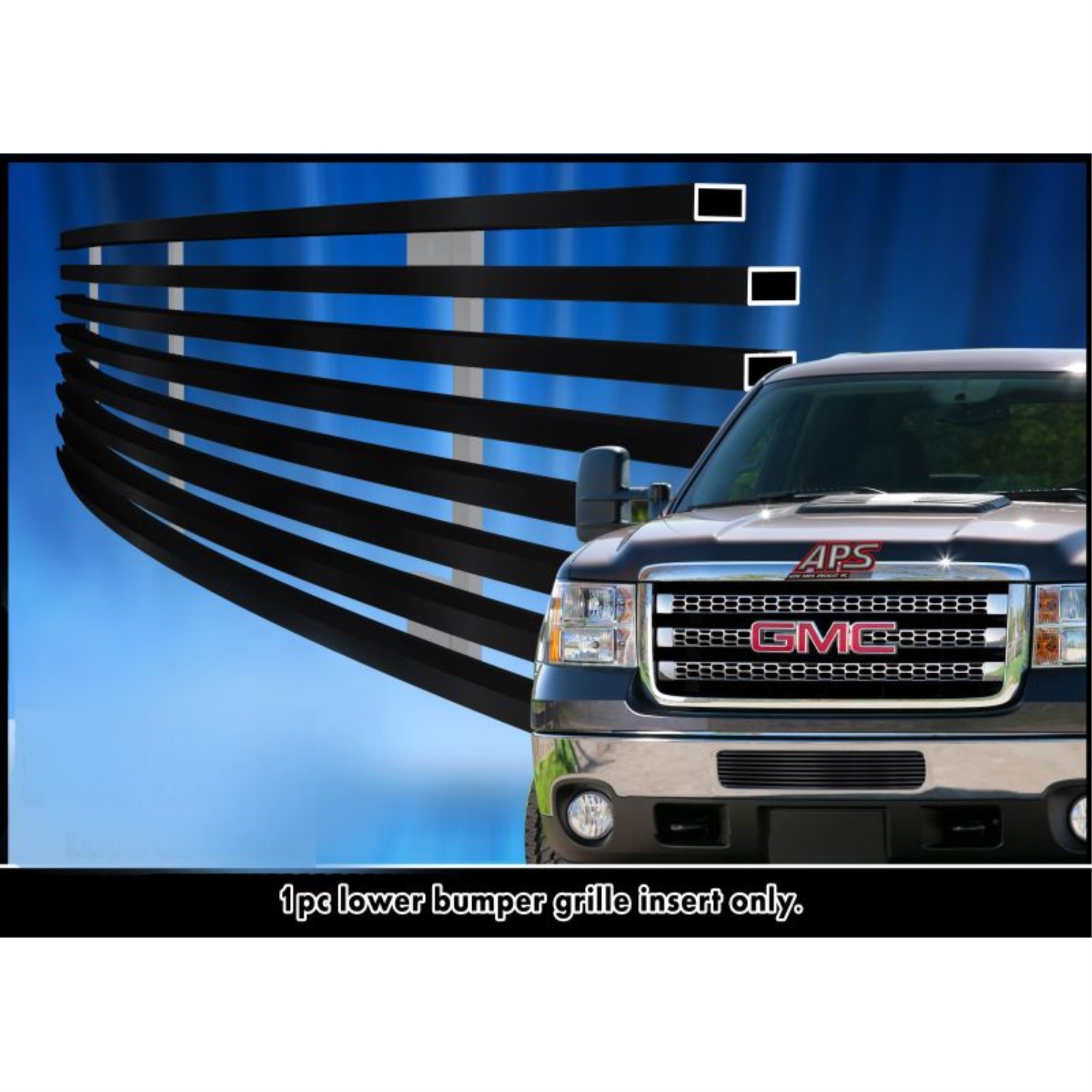 2011-2014 Gmc Sierra 2500 Hd Not For Denali/2011-2014 Gmc Sierra 3500 Hd Not For Denali Stainless Steel Black Powder Coated Finish Horizontal Billet Black Stainless Steel Billet Grille