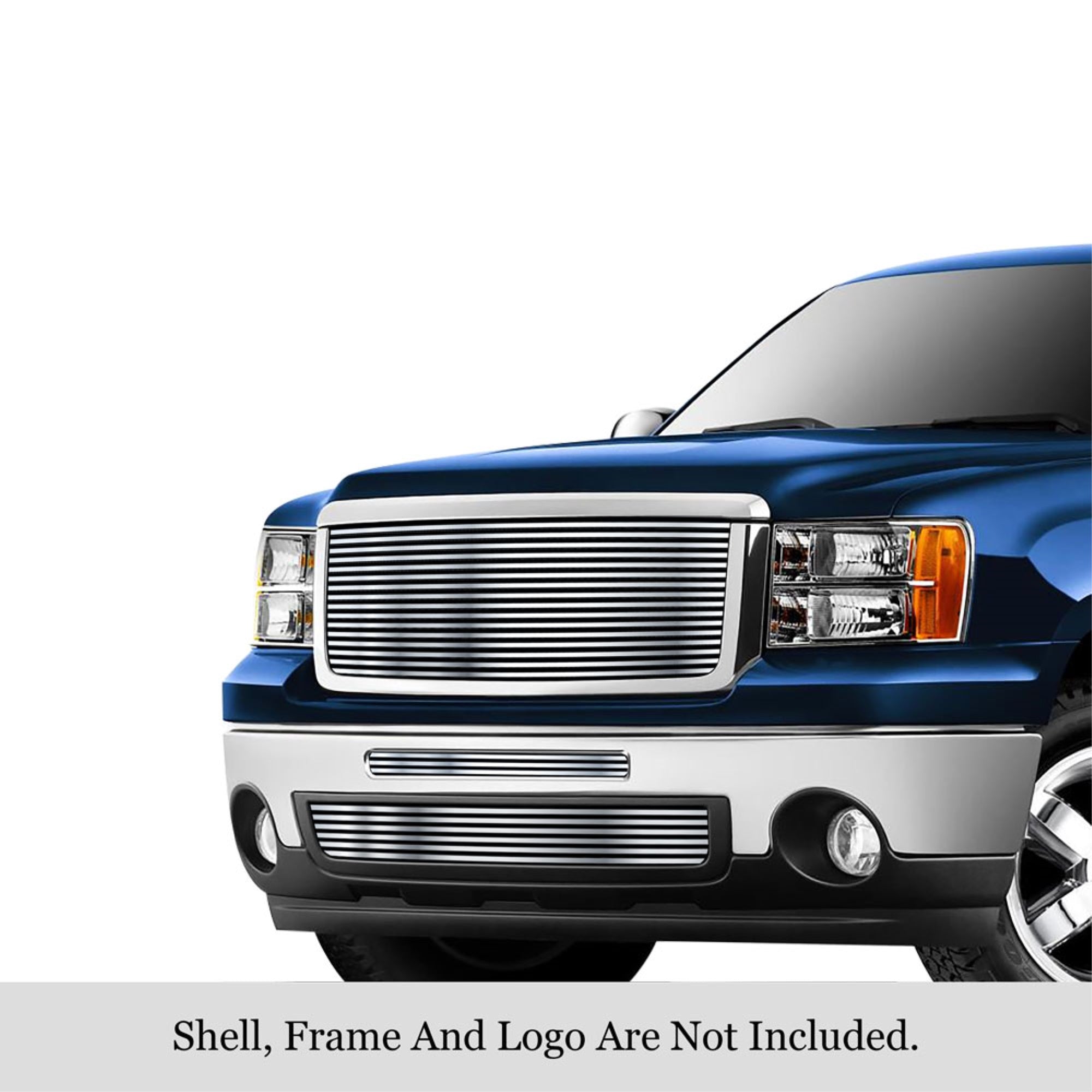 2007-2013 Gmc Sierra 1500 New Body Style/2007-2013 Gmc Sierra 1500 Denali New Body Style 304 Stainless Steel Polished Finish 8X6 Horizontal Billet Stainless Steel Billet Grille