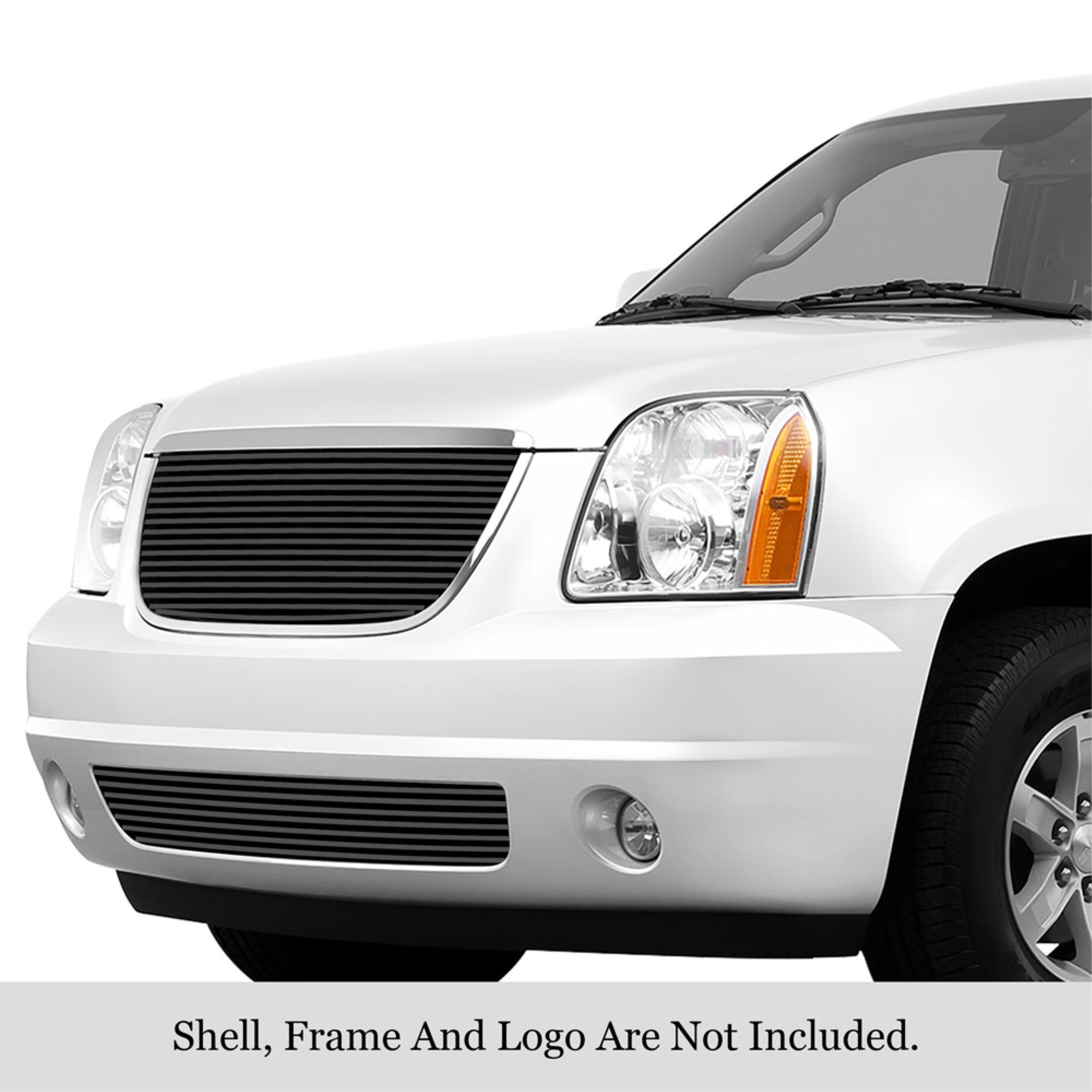 2007-2013 Gmc Yukon Not For Hybrid Stainless Steel Black Powder Coated Finish 8X6 Horizontal Billet Black Stainless Steel Billet Grille