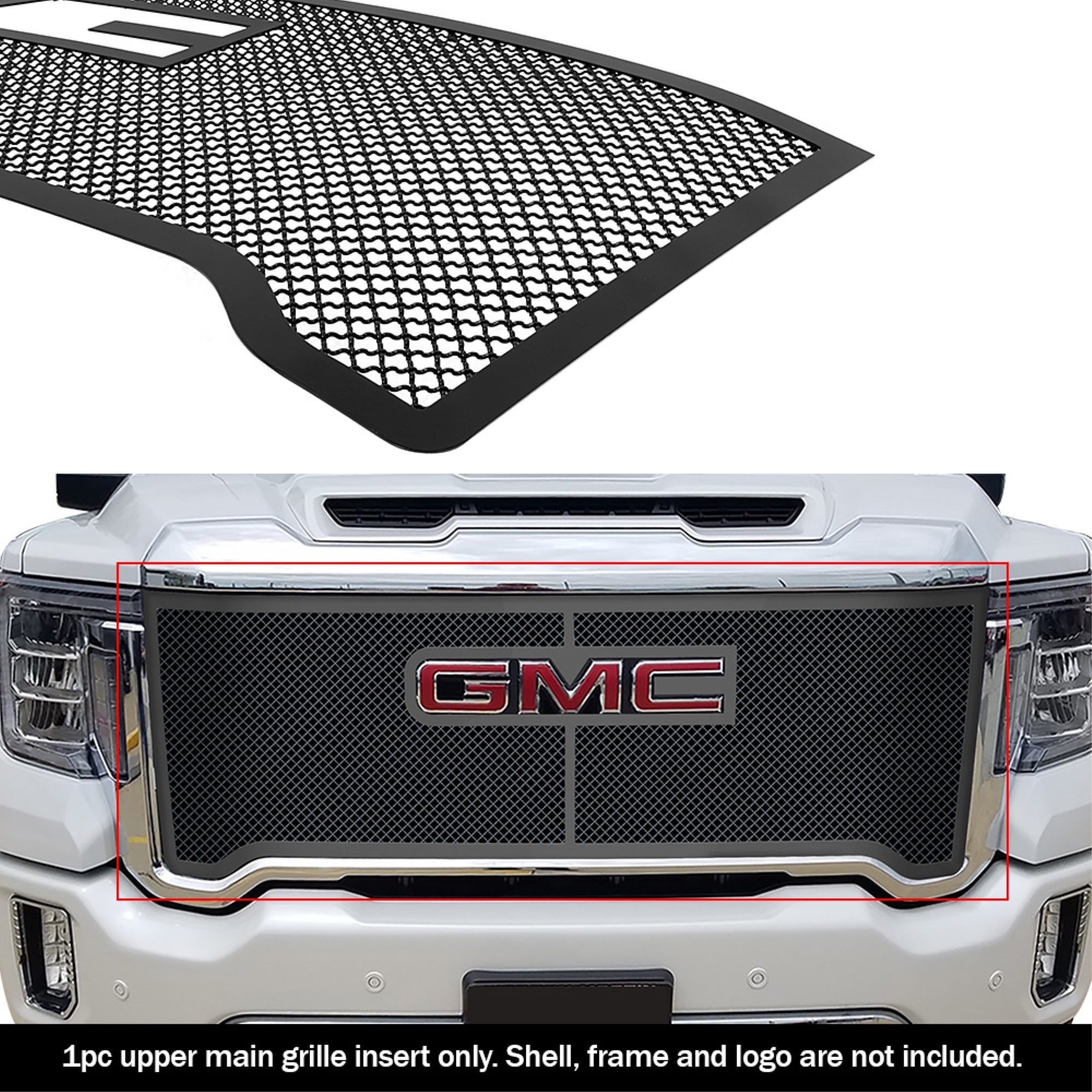 2020-2022 Gmc Sierra 2500 Sle/ 2020-2022 Sierra 2500 Base/ 2020-2022 Sierra 3500 Sle/ 2020-2022 Sierra 3500 Base Stainless Steel Black Powder Coated Finish 2.5Mm Wire Mesh Black Wire Mesh Grille