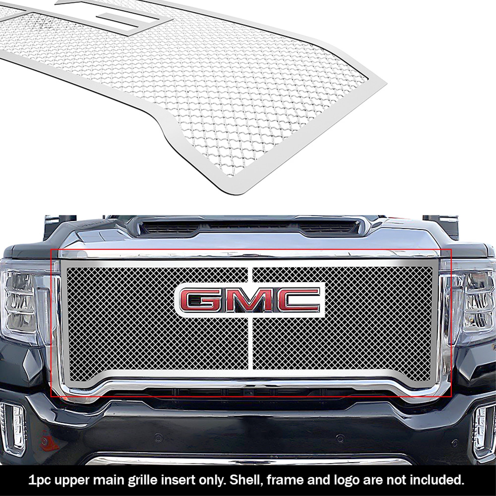 2020-2022 Gmc Sierra 2500 Sle/ 2020-2022 Sierra 2500 Base/ 2020-2022 Sierra 3500 Sle/ 2020-2022 Sierra 3500 Base Stainless Steel Chrome Finish 2.5Mm Wire Mesh Mesh Grille