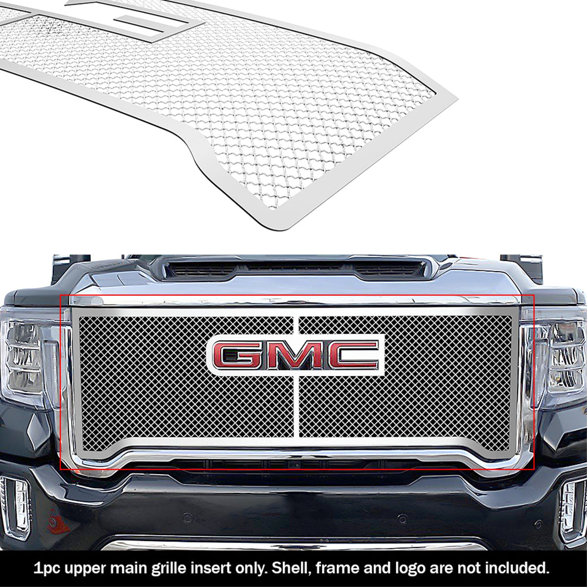 2020-2022 Gmc Sierra 2500 Sle/ 2020-2022 Sierra 2500 Base/ 2020-2022 Sierra 3500 Sle/ 2020-2022 Sierra 3500 Base Stainless Steel Chrome Finish 2.5Mm Wire Mesh Mesh Grille