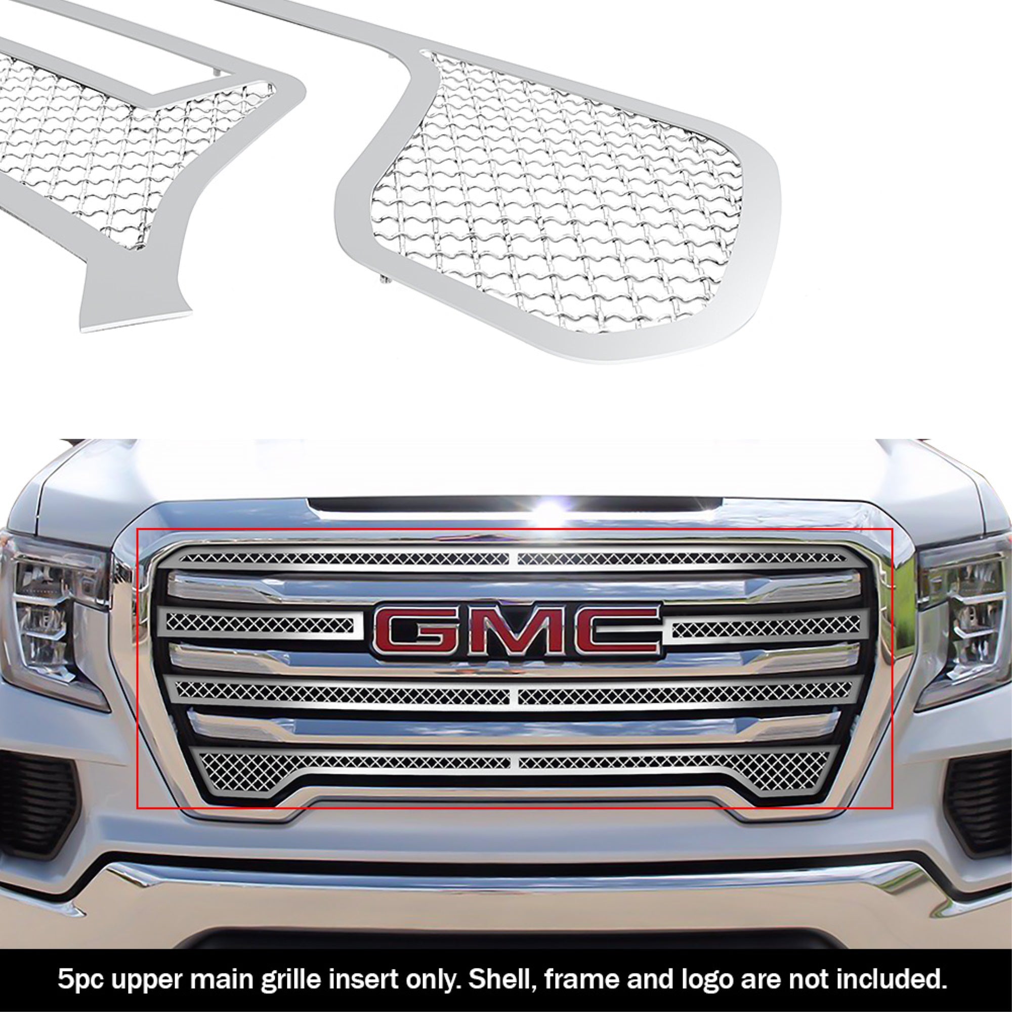 2019-2022 Gmc Sierra 1500 Sle/ 2019-2022 Gmc Sierra 1500 Elevation Stainless Steel Chrome Finish 2.5Mm Wire Mesh Mesh Grille