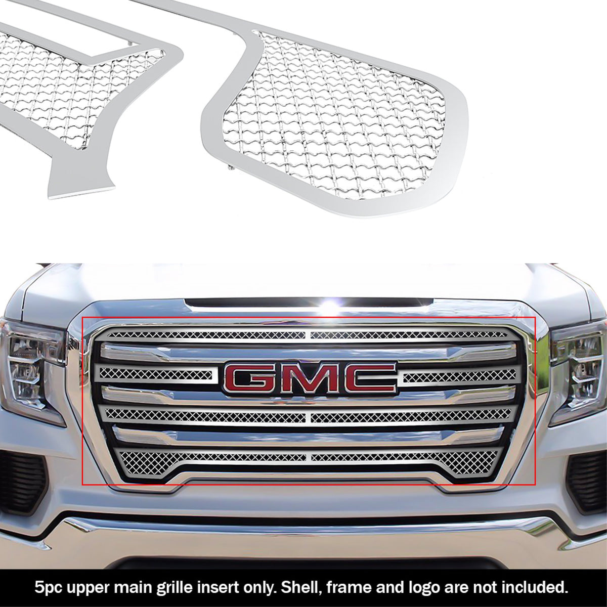 2019-2022 Gmc Sierra 1500 Sle/ 2019-2022 Gmc Sierra 1500 Elevation Stainless Steel Chrome Finish 2.5Mm Wire Mesh Mesh Grille