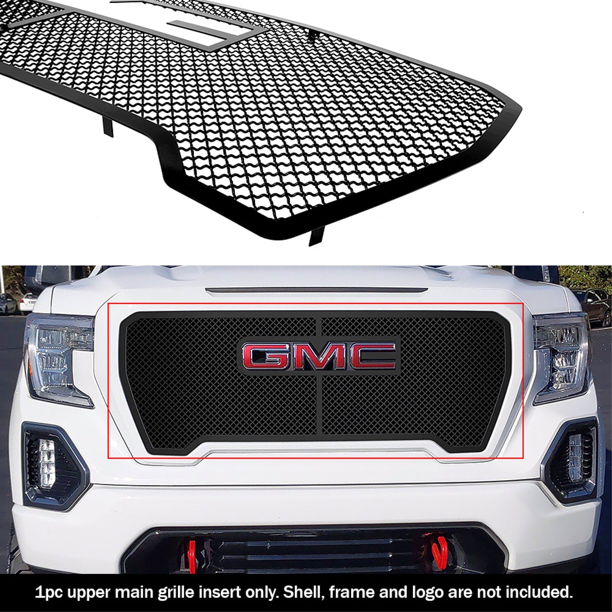 2019-2022 Gmc Sierra 1500 Slt/ 2019-2022 Gmc Sierra 1500 At4 Stainless Steel Black Powder Coated Finish 2.5Mm Wire Mesh Black Wire Mesh Grille