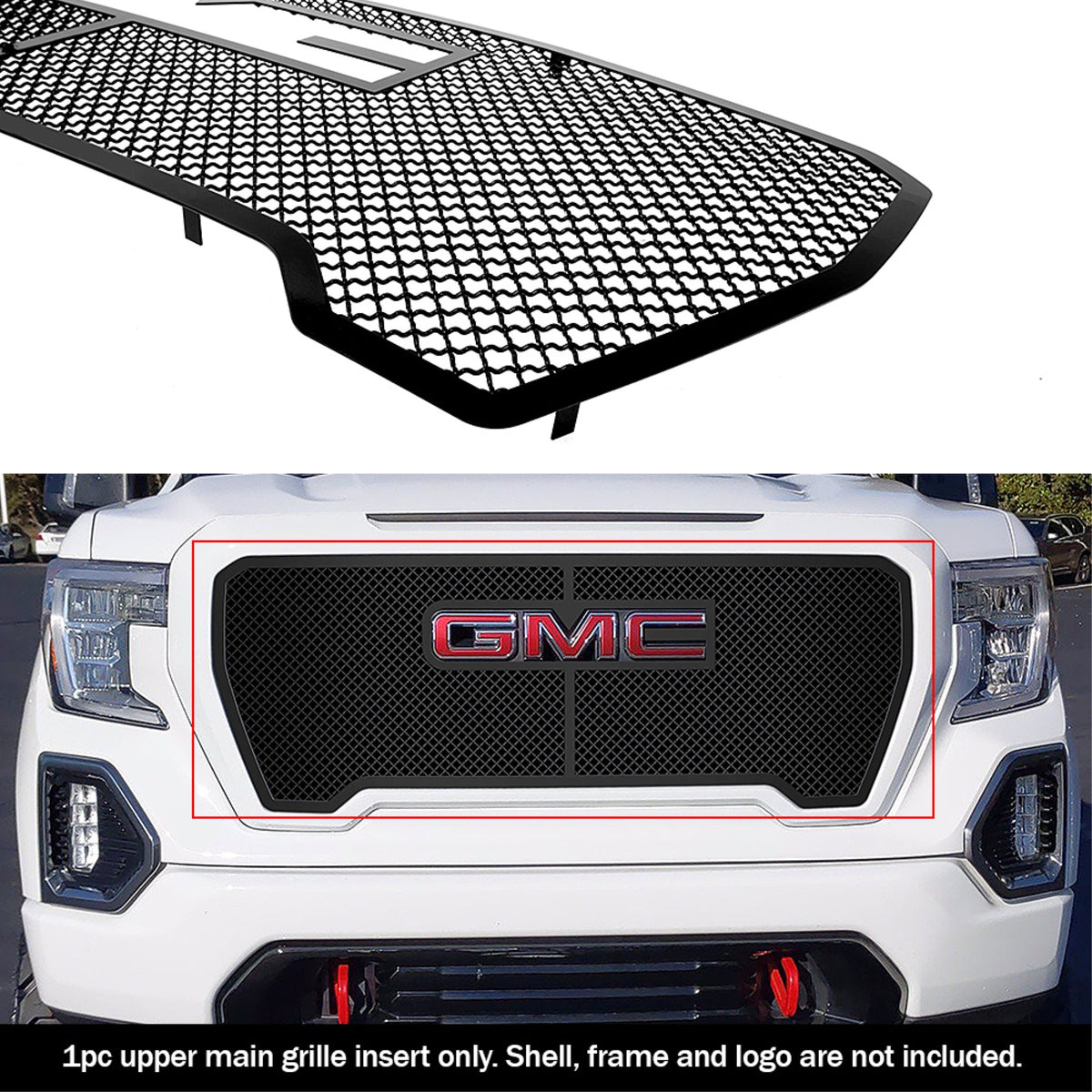 2019-2022 Gmc Sierra 1500 Slt/ 2019-2022 Gmc Sierra 1500 At4 Stainless Steel Black Powder Coated Finish 2.5Mm Wire Mesh Black Wire Mesh Grille
