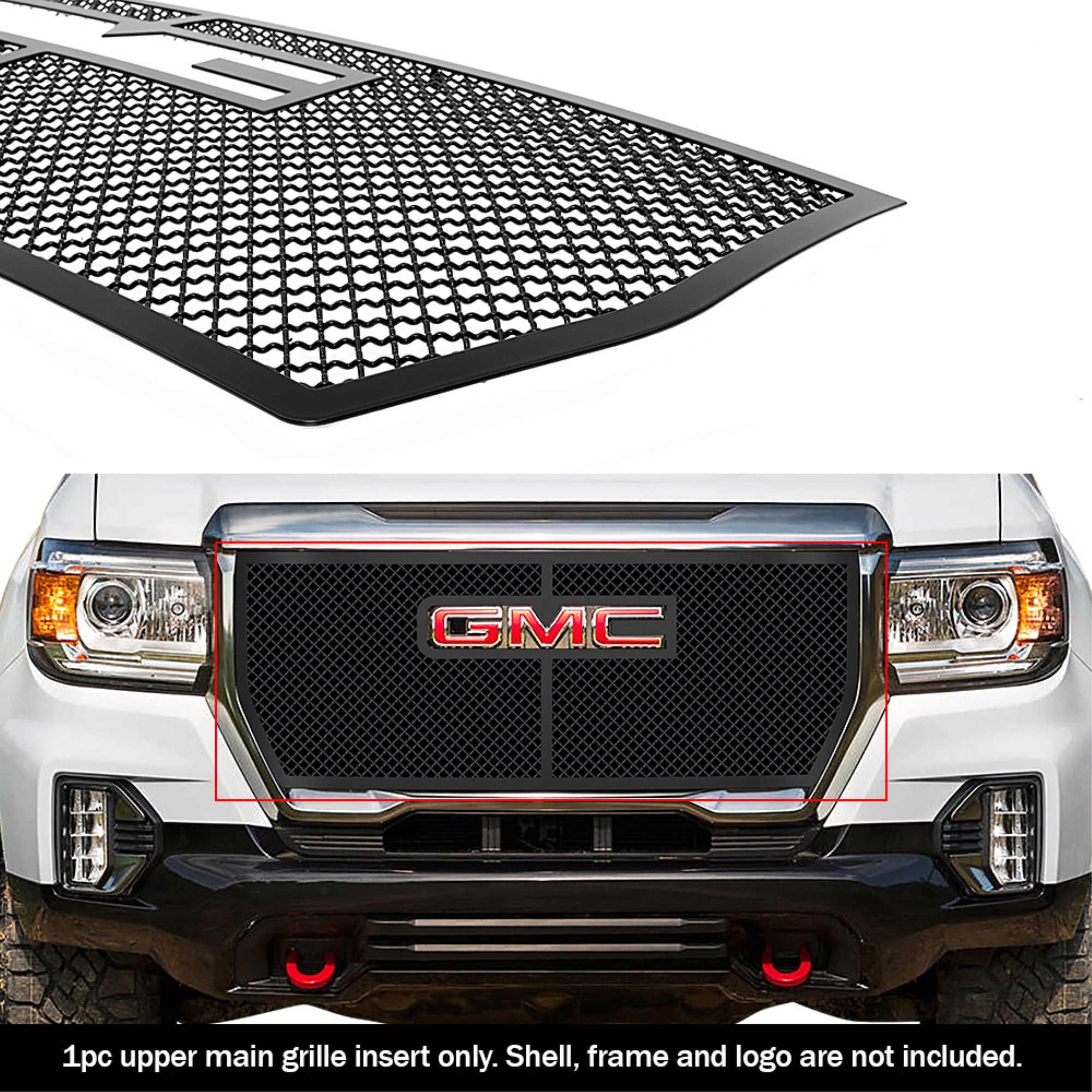 2021-2022 Gmc Canyon Elevation/ 2021-2022 Gmc Canyon At4 Stainless Steel Black Powder Coated Finish 2.5 Mm Wire Mesh Black Wire Mesh Grille