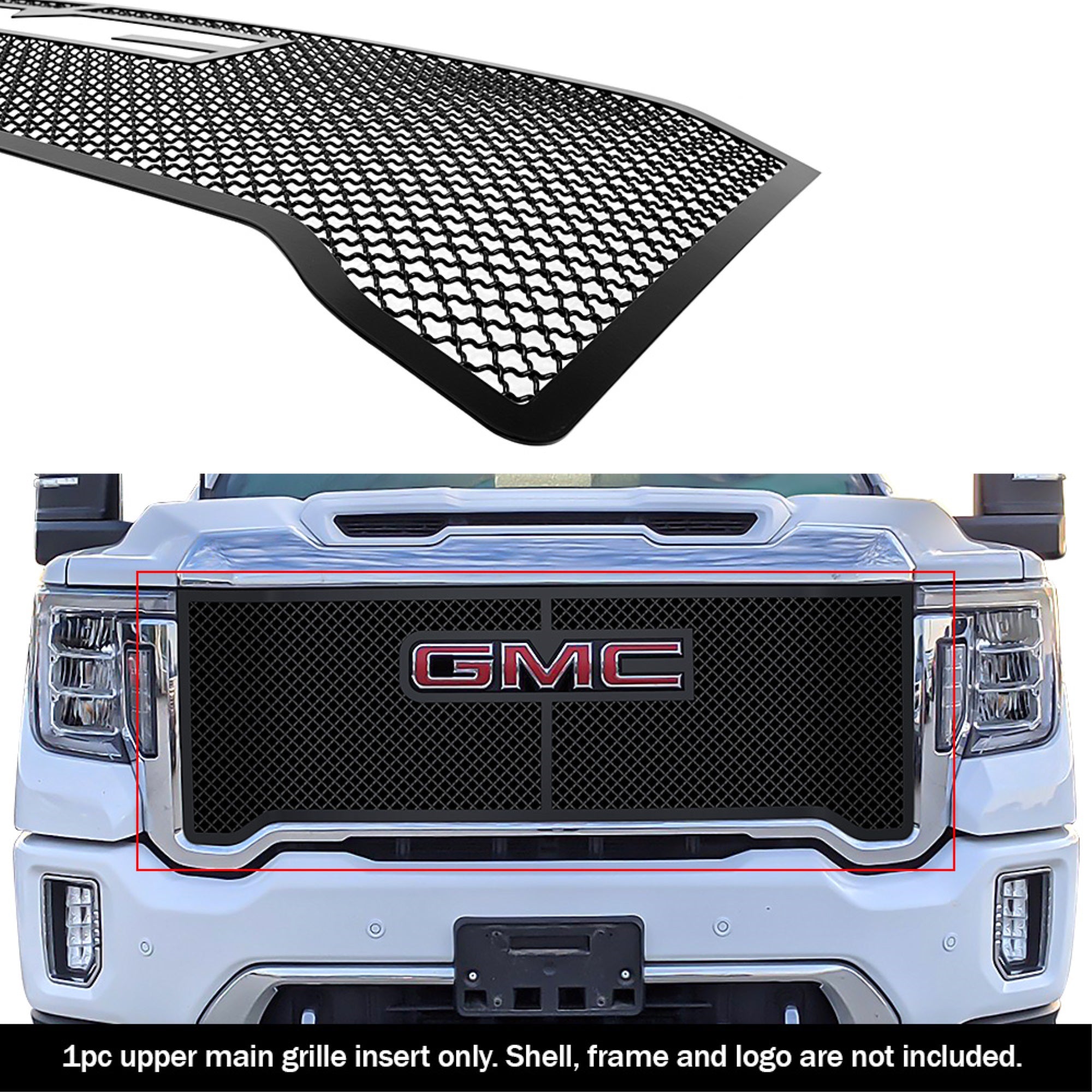 2020-2022 Gmc Sierra 2500 Slt/ 2020-2022 Gmc Sierra 3500 Slt/ 2020-2022 Gmc Sierra 2500 At4/ 2020-2022 Gmc Sierra 3500 At4 Stainless Steel Black Powder Coated Finish 2.5 Mm Wire Mesh Black Wire Mesh Grille