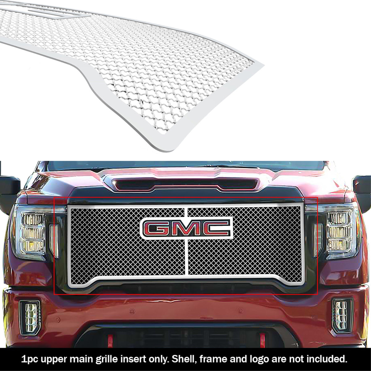 2020-2022 Gmc Sierra 2500 Slt/ 2020-2022 Gmc Sierra 3500 Slt/ 2020-2022 Gmc Sierra 2500 At4/ 2020-2022 Gmc Sierra 3500 At4 Stainless Steel Chrome Finish 2.5 Mm Wire Mesh Mesh Grille