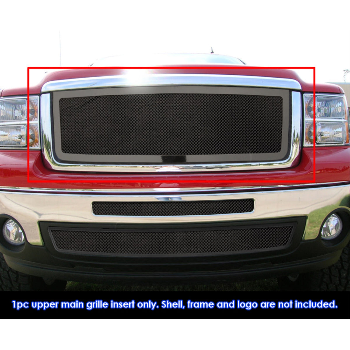 2007-2013 Gmc Sierra 1500 New Body/2007-2010 Gmc Sierra 1500 Denali New Body Stainless Steel Black Powder Coated Finish 1.8 Mm Wire Mesh Black Wire Mesh Grille