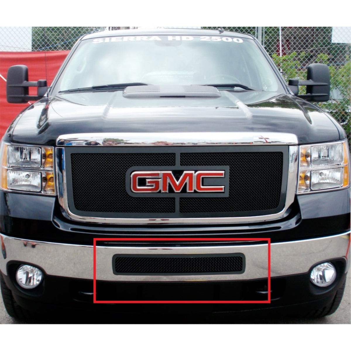 2011-2014 Gmc Sierra 2500 Hd Not For Denali/2011-2014 Gmc Sierra 3500 Hd Not For Denali Stainless Steel Black Powder Coated Finish 1.8 Mm Wire Mesh Black Wire Mesh Grille
