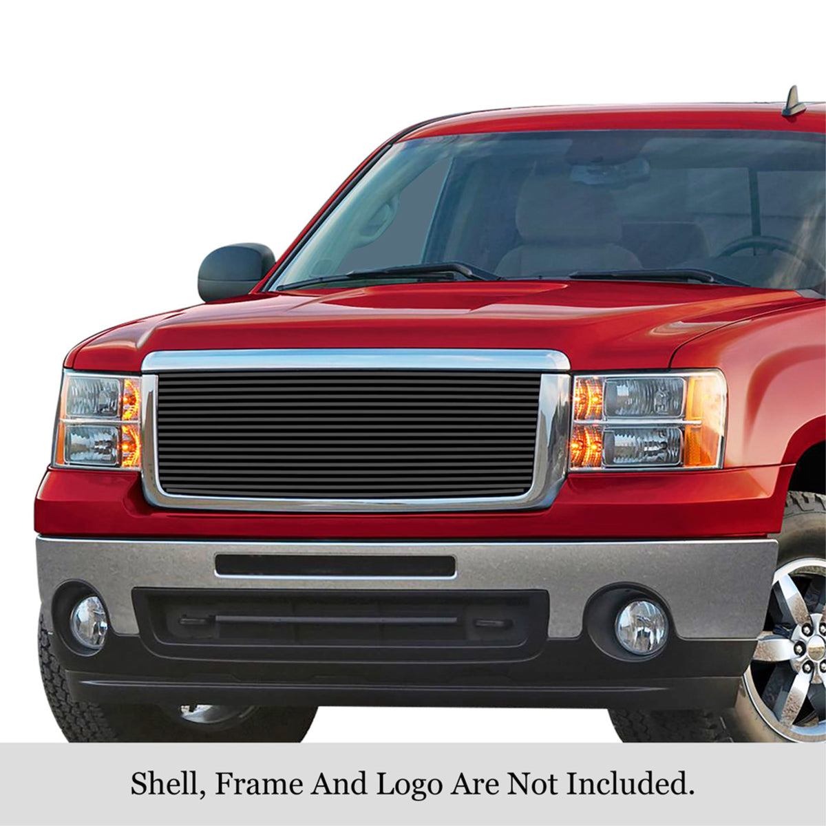 2007-2013 Gmc Sierra 1500 Stainless Steel Black Powder Coated Finish 8X6 Horizontal Billet Black Stainless Steel Billet Grille
