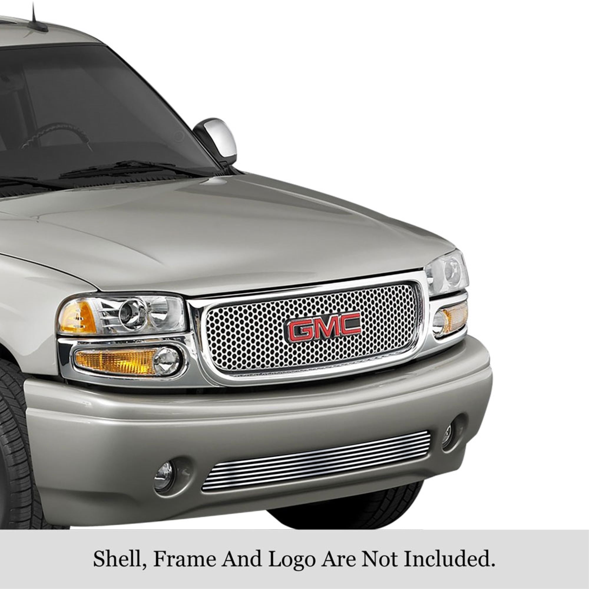 1999-2006 Gmc Yukon Denali Tow Hook Covered/2001-2006 Gmc Yukon Xl Denali Tow Hook Covered/2002-2006 Gmc Sierra Denali Tow Hook Covered 304 Stainless Steel Polished Finish 8X6 Horizontal Billet Stainless Steel Billet Grille