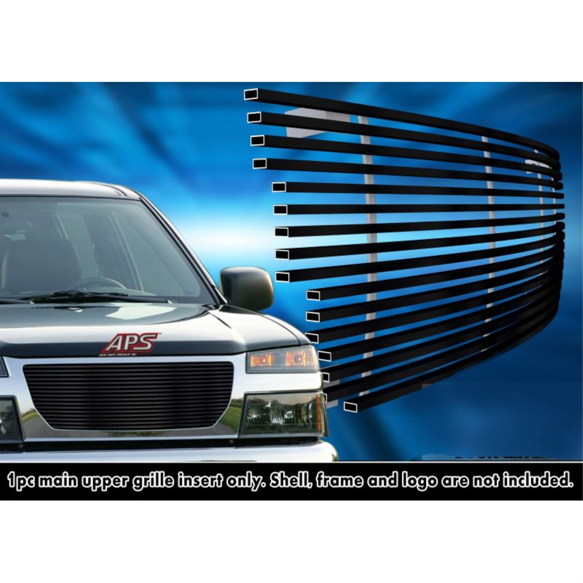 2004-2012 Gmc Canyon Stainless Steel Black Powder Coated Finish 8X6 Horizontal Billet Black Stainless Steel Billet Grille