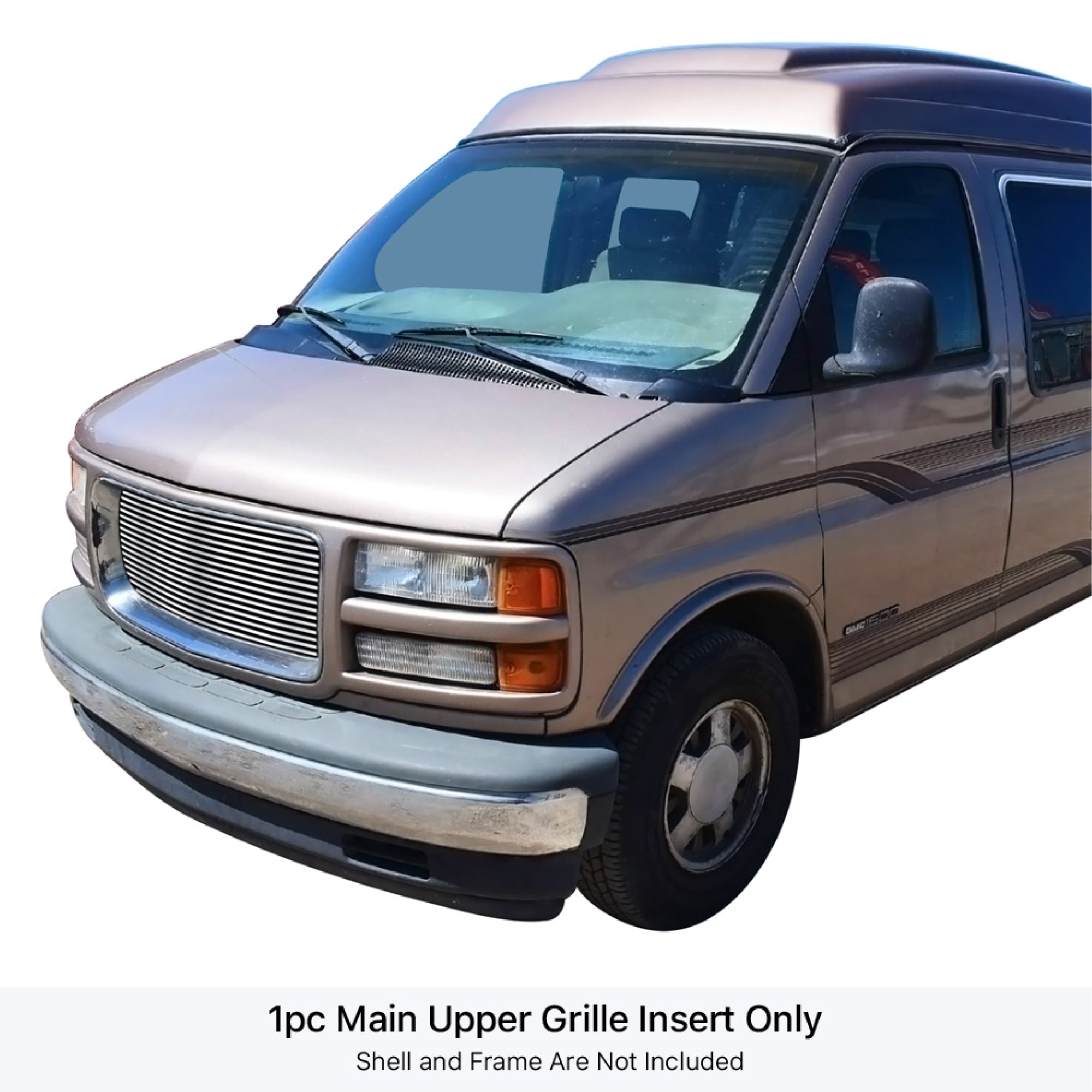 1996-2002 Gmc Savana (Only Fit Vehicles With Chrome Ring Around Grille Shell) 304 Stainless Steel Polished Finish 8X6 Horizontal Billet Stainless Steel Billet Grille