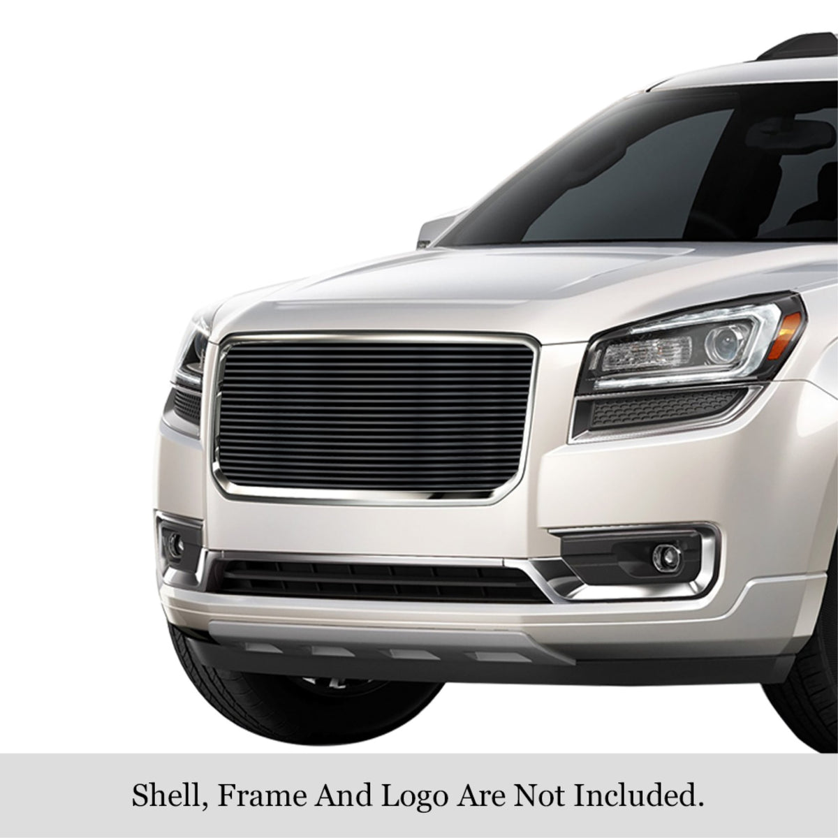 2013-2016 Gmc Acadia With Logo Cover Stainless Steel Black Powder Coated Finish 8X6 Horizontal Billet Black Stainless Steel Billet Grille
