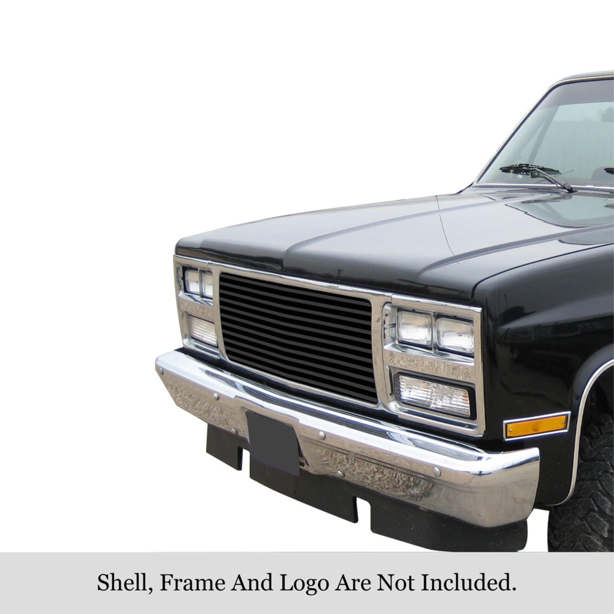 1988-1993 Gmc Sierra /1990-1993 Gmc Suburban Composite Plastic Lights/1992-1993 Gmc Yukon Stainless Steel Black Powder Coated Finish 8X6 Horizontal Billet Black Stainless Steel Billet Grille