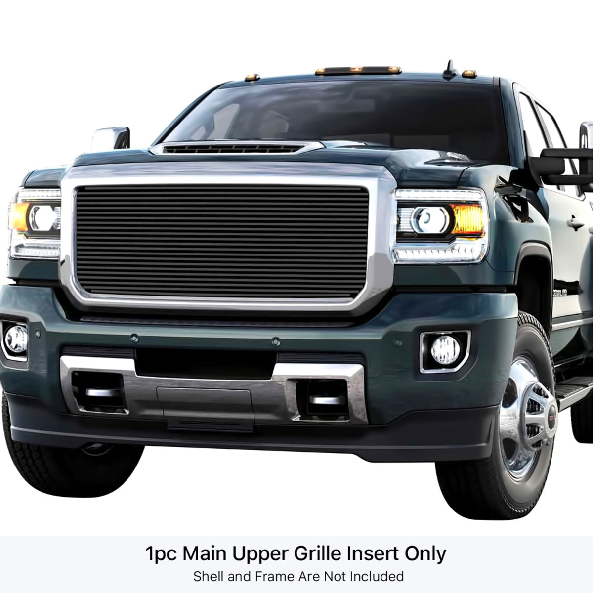 2015-2016 Gmc Sierra 2500/3500 Stainless Steel Black Powder Coated Finish 8X6 Horizontal Billet Black Stainless Steel Billet Grille