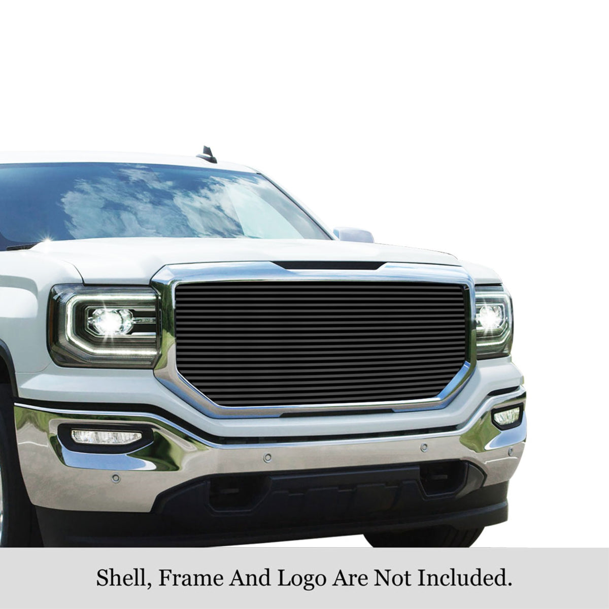 2016-2018 Gmc Sierra 1500 Stainless Steel Black Powder Coated Finish 8X6 Horizontal Billet Black Stainless Steel Billet Grille
