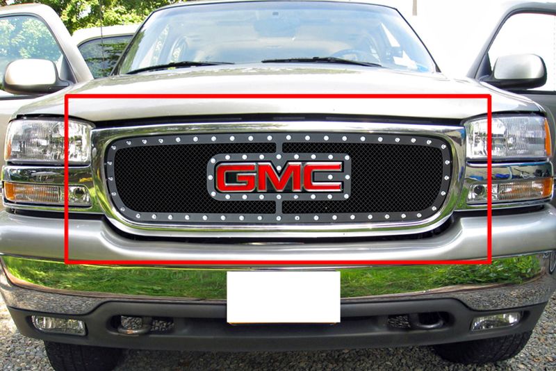 1999-2002 GMC Sierra 1500 /2000-2006 GMC Yukon Not For 99-00 Yukon Denali/1999-2002 GMC Sierra 2500 /2001-2002 GMC Sierra 1500HD/2500HD/3500 /2001-2001 GMC Sierra C3 /2002-2006 GMC Sierra Denali With Logo Show Main Upper Rivet Grille