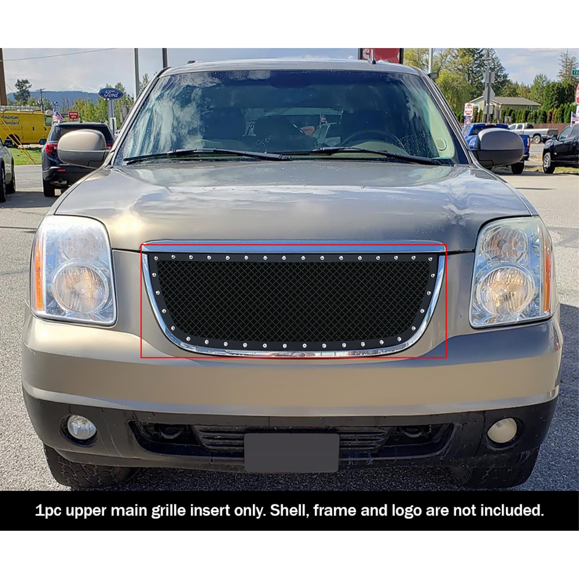2007-2014 Gmc Yukon Xl Not For Hybrid/2007-2014 Gmc Yukon Not For Hybrid Stainless Steel Black Powder Coated Finish 2.5 Mm Wire Mesh Rivet Style Rivet Grille