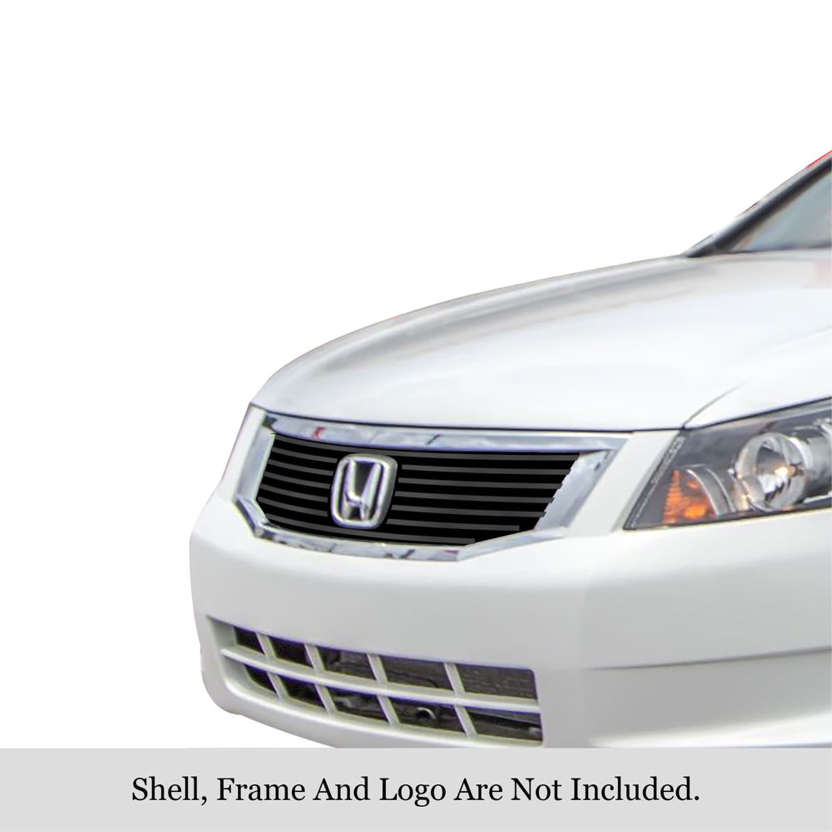 2008-2010 Honda Accord Sedan Logo Show Stainless Steel Black Powder Coated Finish 8X6 Horizontal Billet Black Stainless Steel Billet Grille