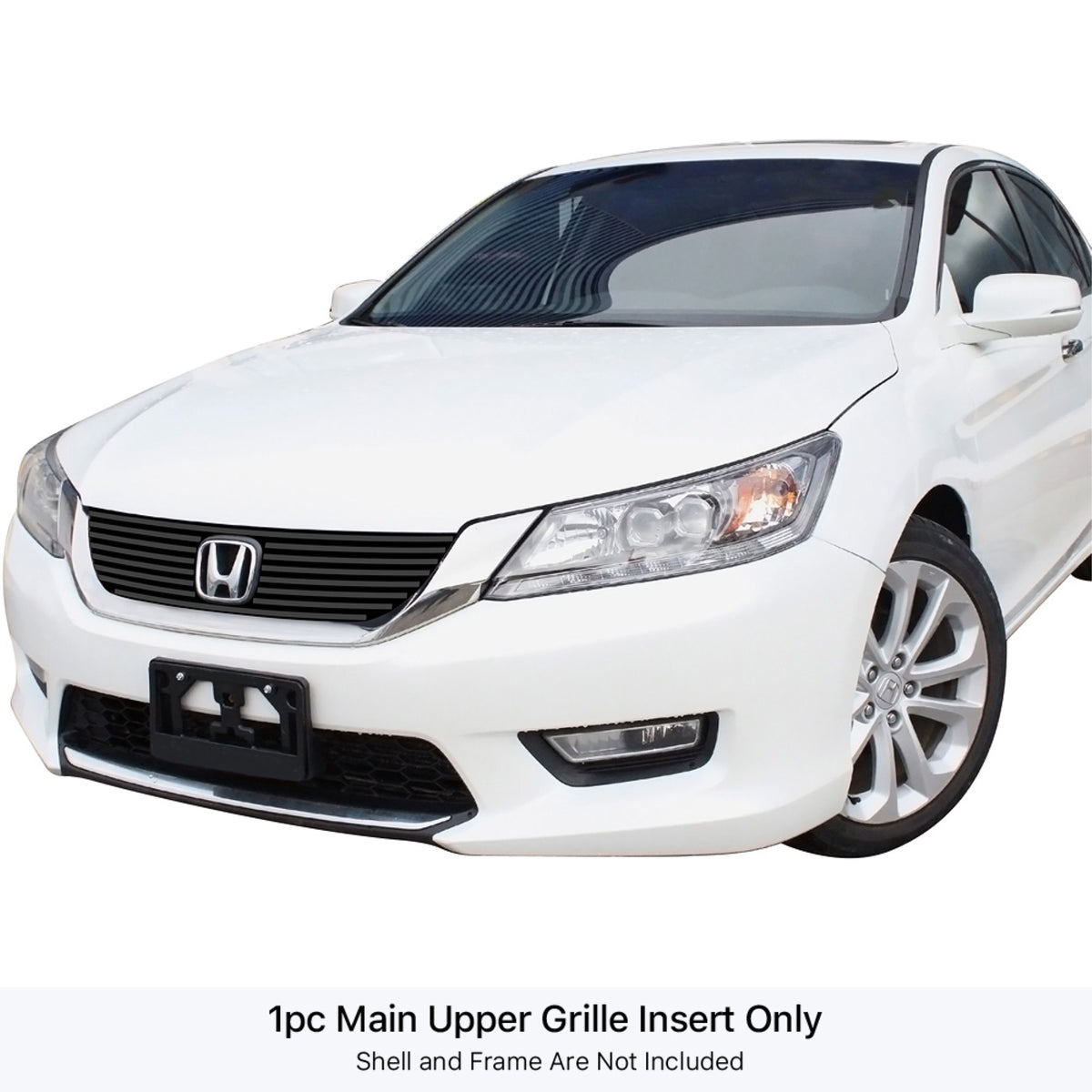 2013-2015 Honda Accord Sedan Stainless Steel Black Powder Coated Finish Horizontal Billet Black Stainless Steel Billet Grille