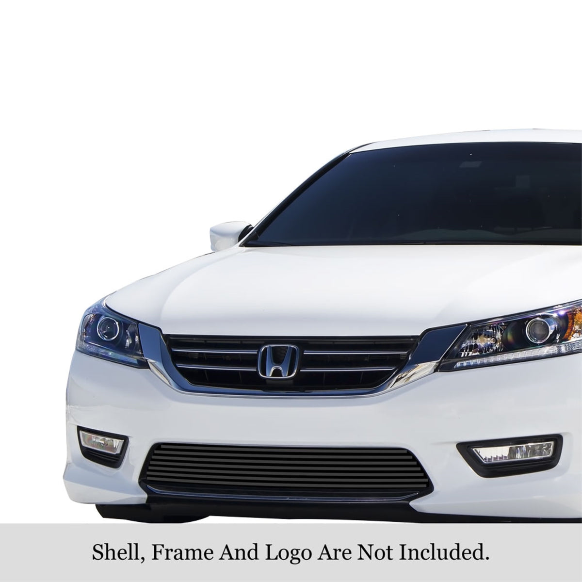2013-2015 Honda Accord Sedan Stainless Steel Black Powder Coated Finish 8X6 Horizontal Billet Black Stainless Steel Billet Grille