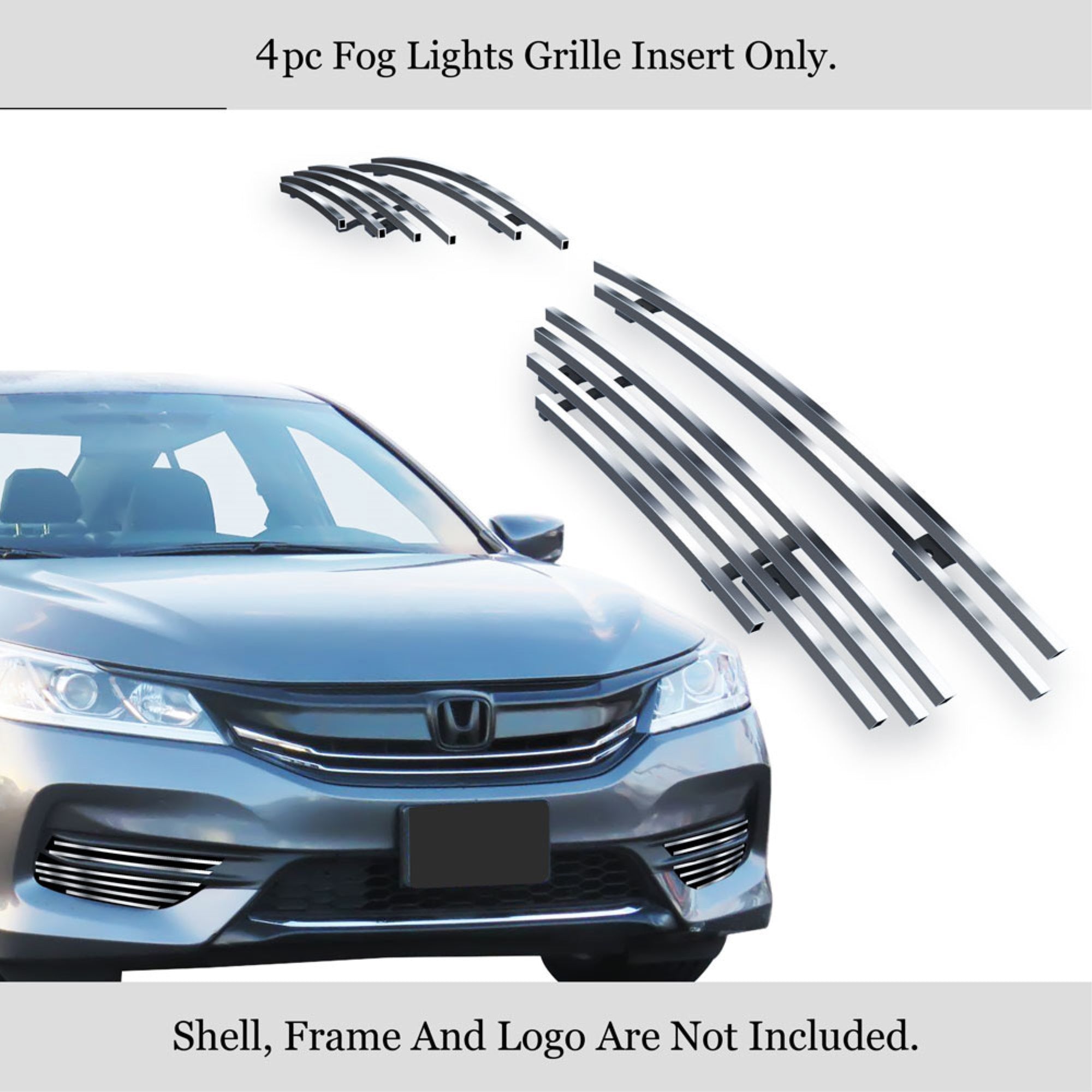 Stainless Steel Fog Light Cover Stainless Steel Billet Grille 2016-2017 Honda Accord Sedan