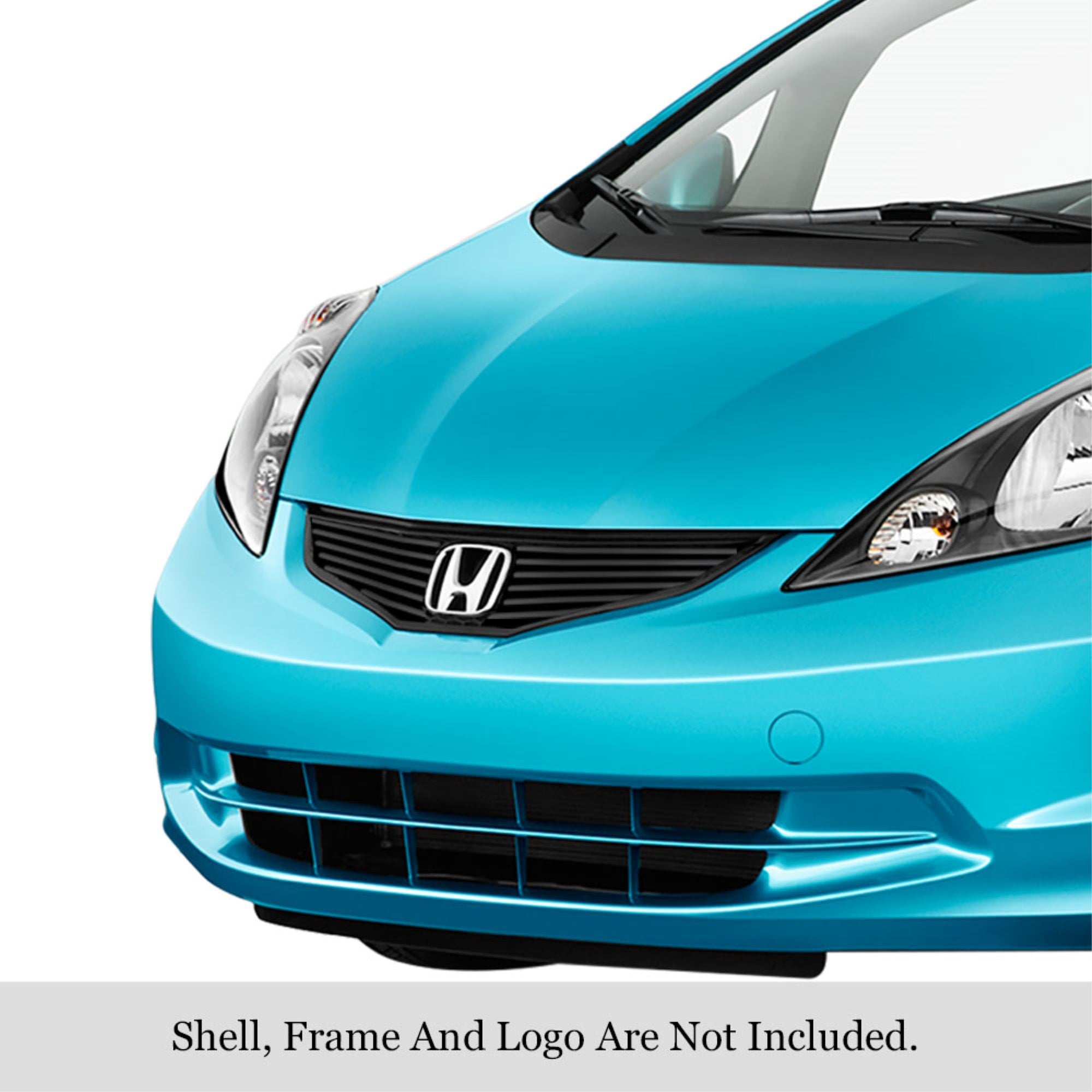 2012-2013 Honda Fit Base Model With Logo Show Stainless Steel Black Powder Coated Finish Horizontal Billet Black Stainless Steel Billet Grille